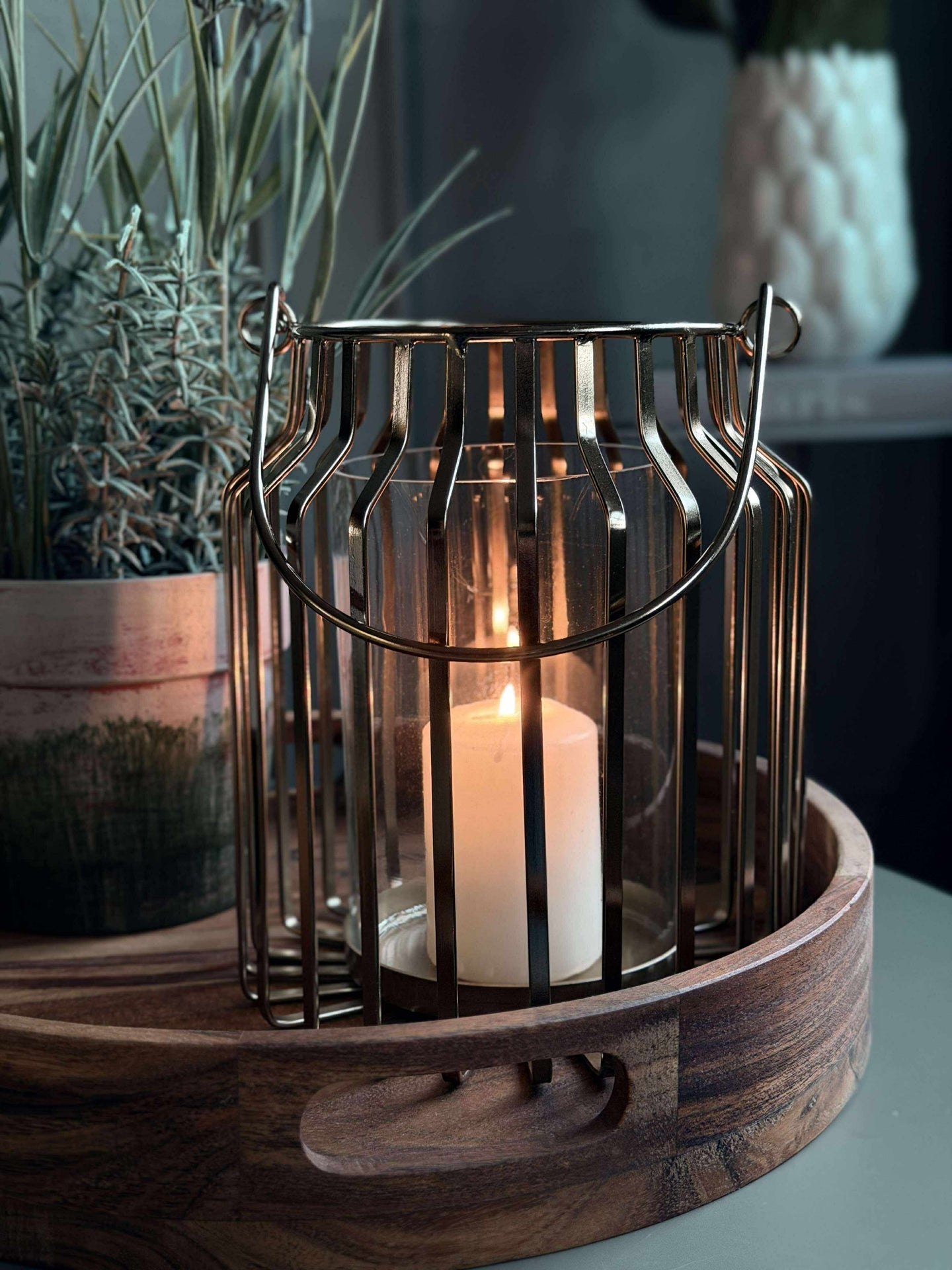 Lykta med glas - Gold 21cm