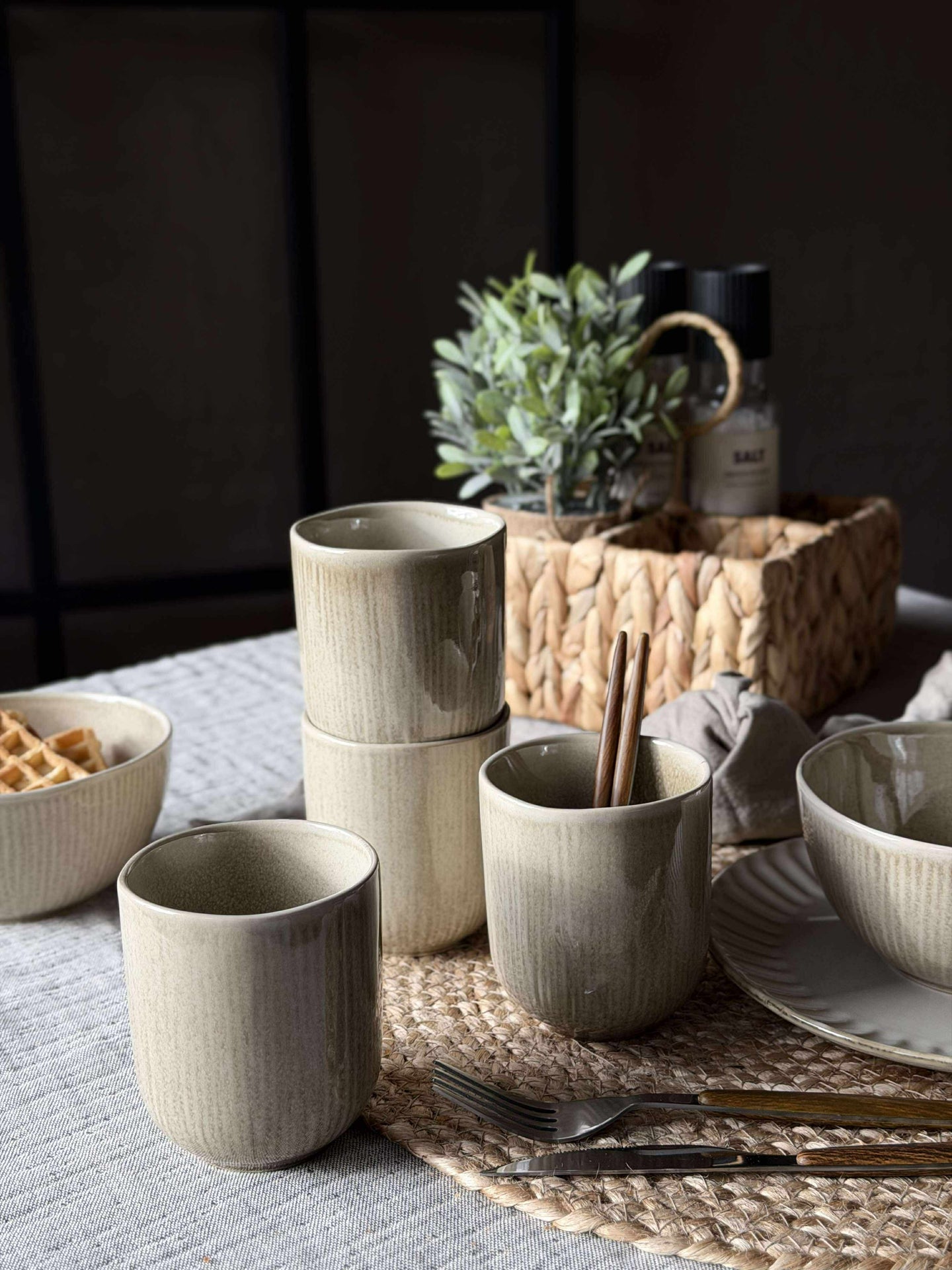 Mugg Lydia keramik - Set med 4 st Beige