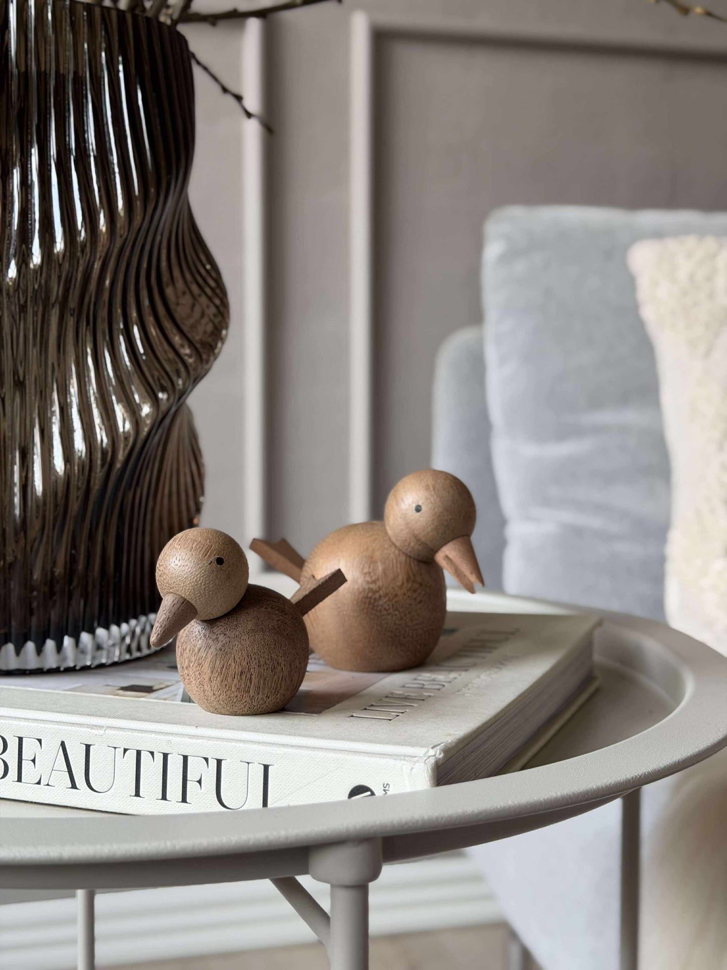 Sittande Fågel - Bärnsten Brun Stor