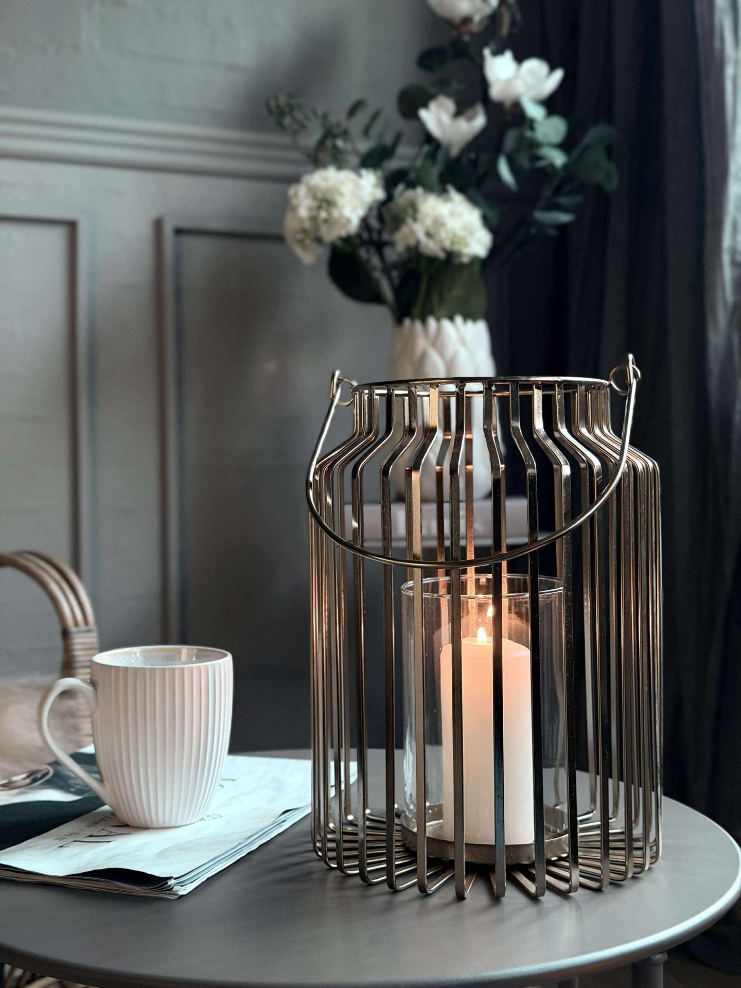 Lykta med glas - Gold 29cm
