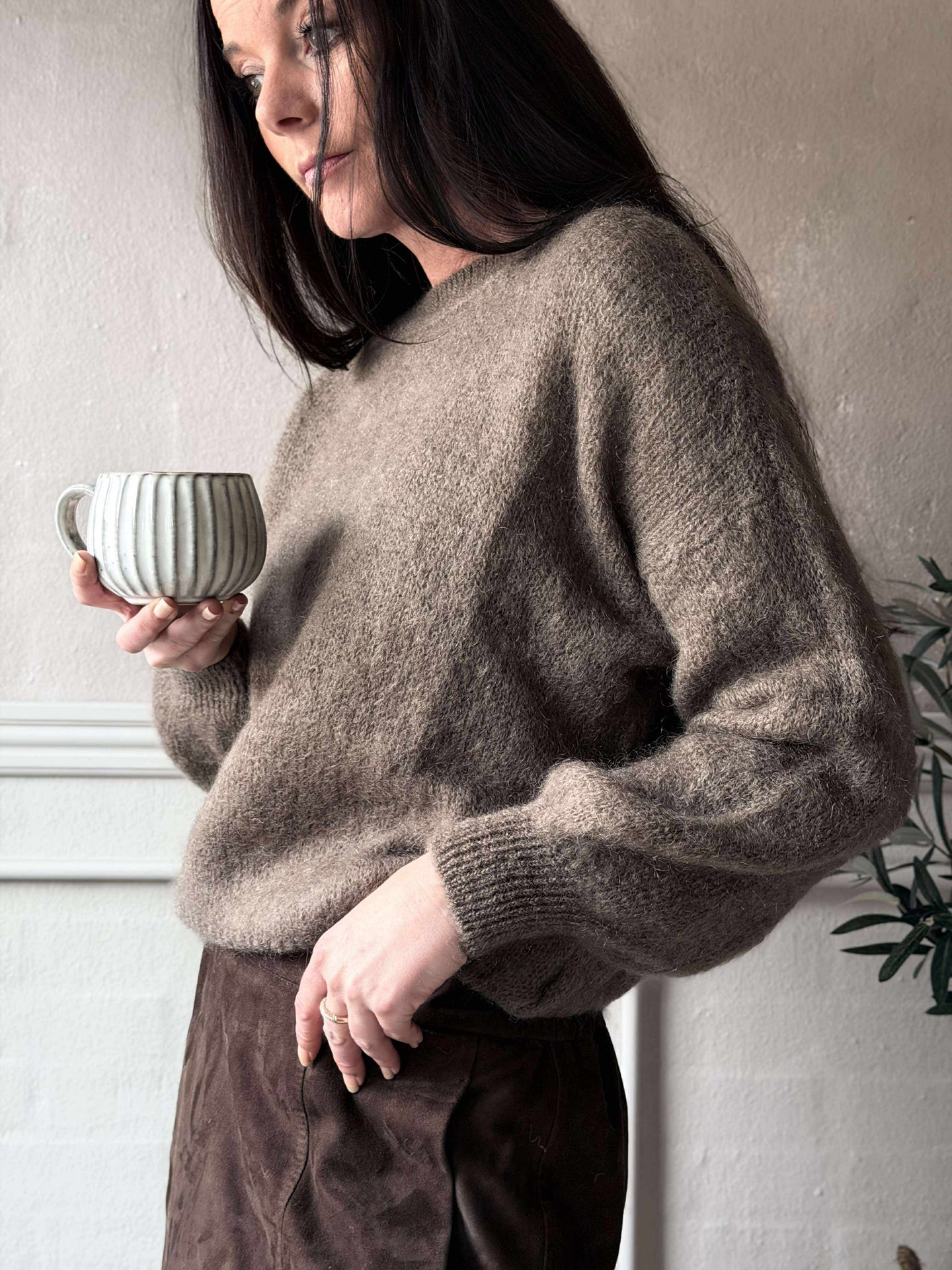 Stickad LUX Mohair - Taupe