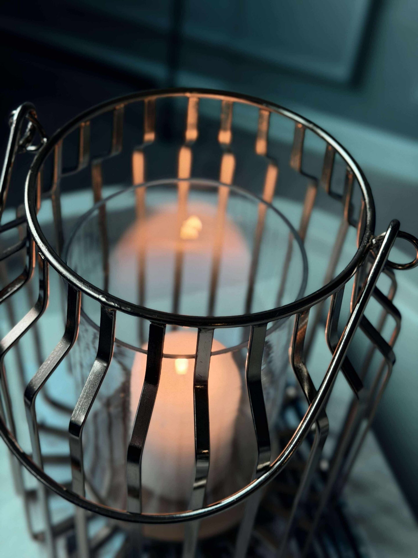 Lykta med glas - Guld 21cm