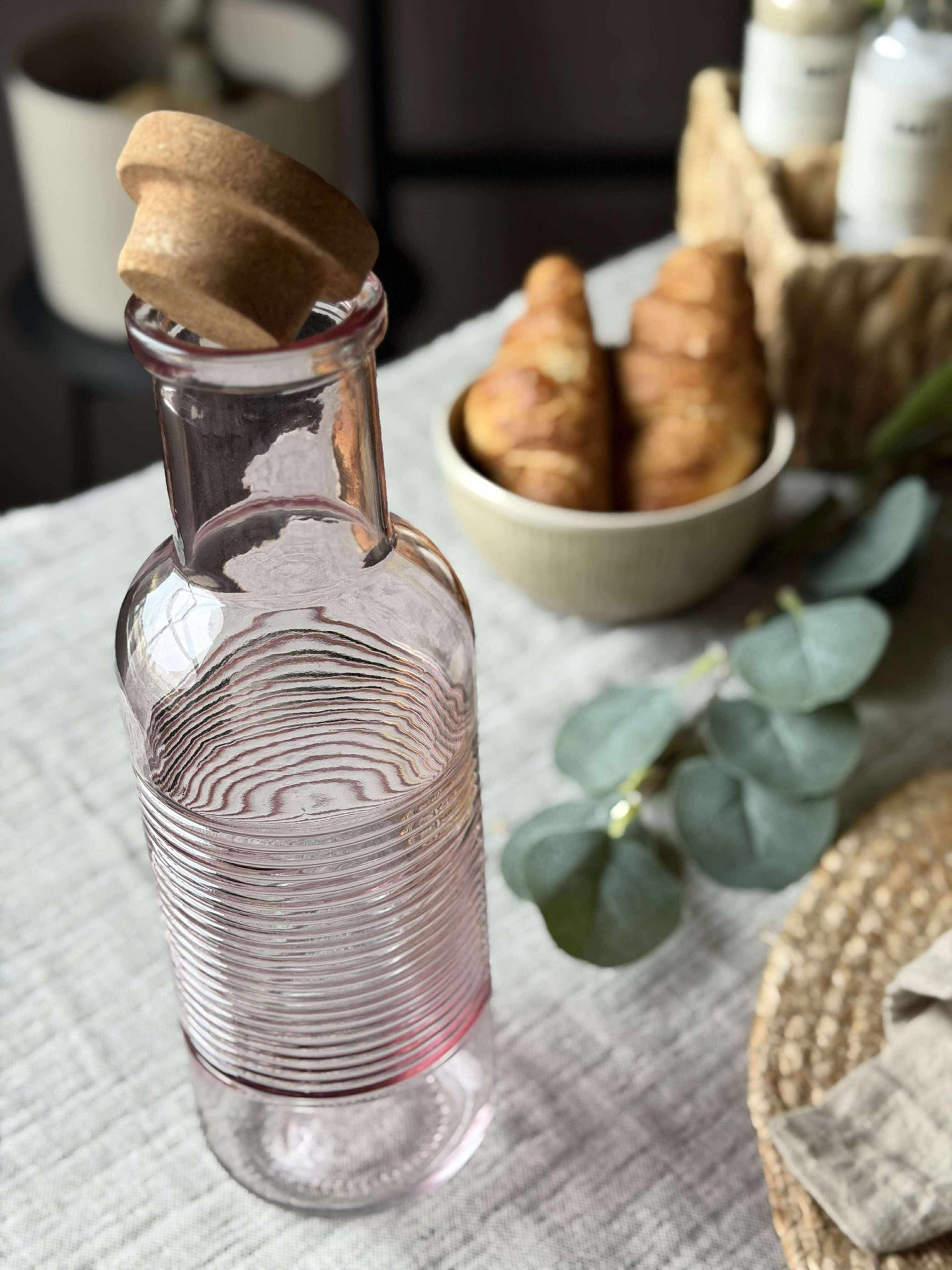 Vattenflaska med korkpropp – Rosa 1 l
