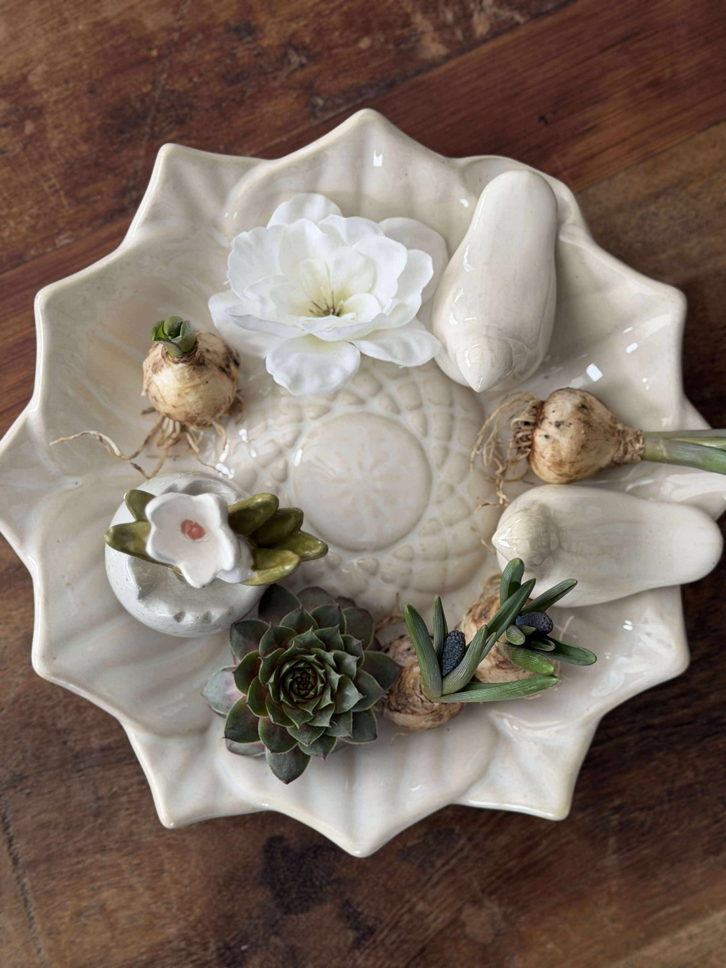Fat med fåglar – White
