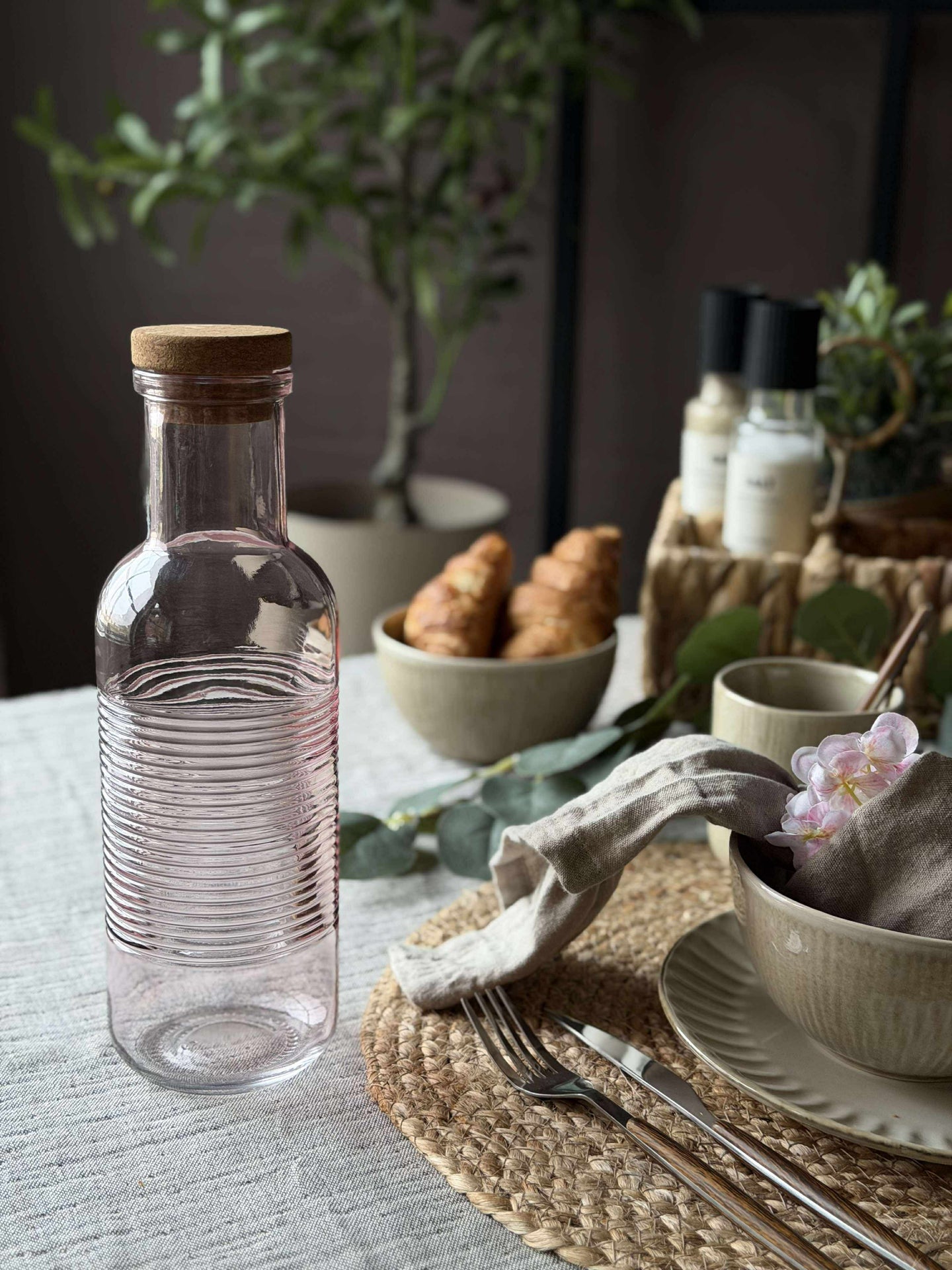 Vattenflaska med korkpropp – Rosa 1 l