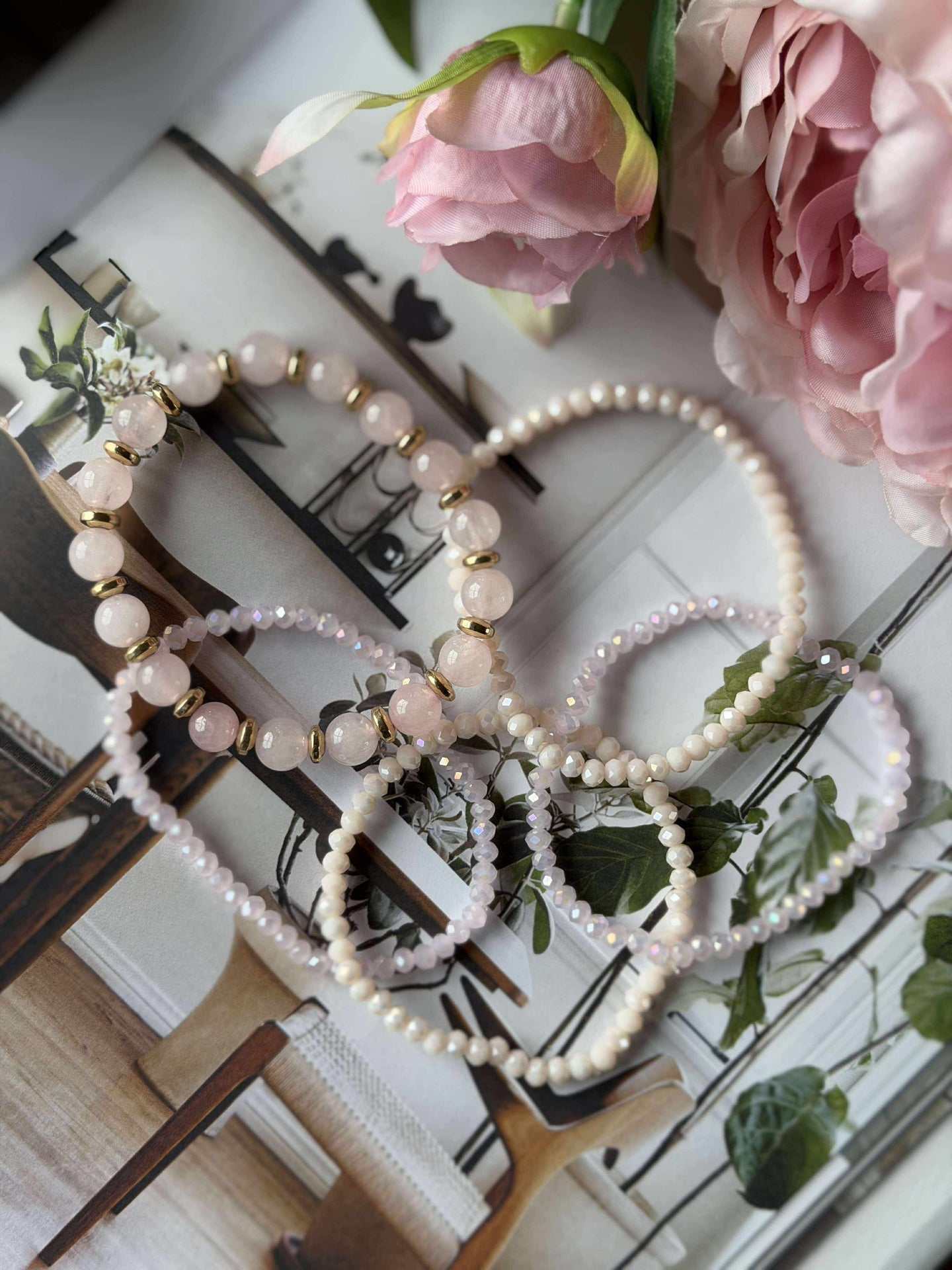 Armband MICHELLE Soft Rose / Mix - 5 st