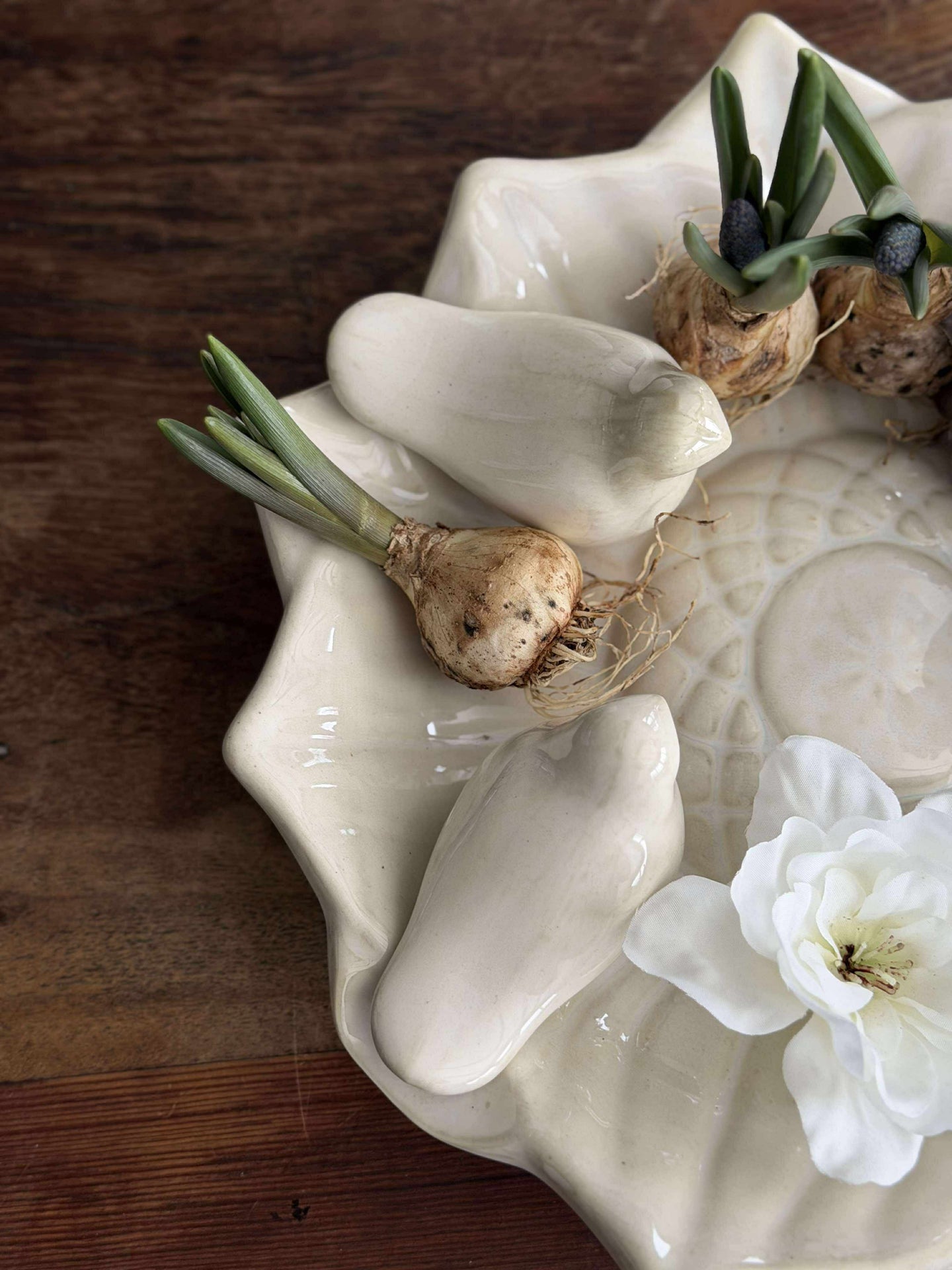 Fat med fåglar – White