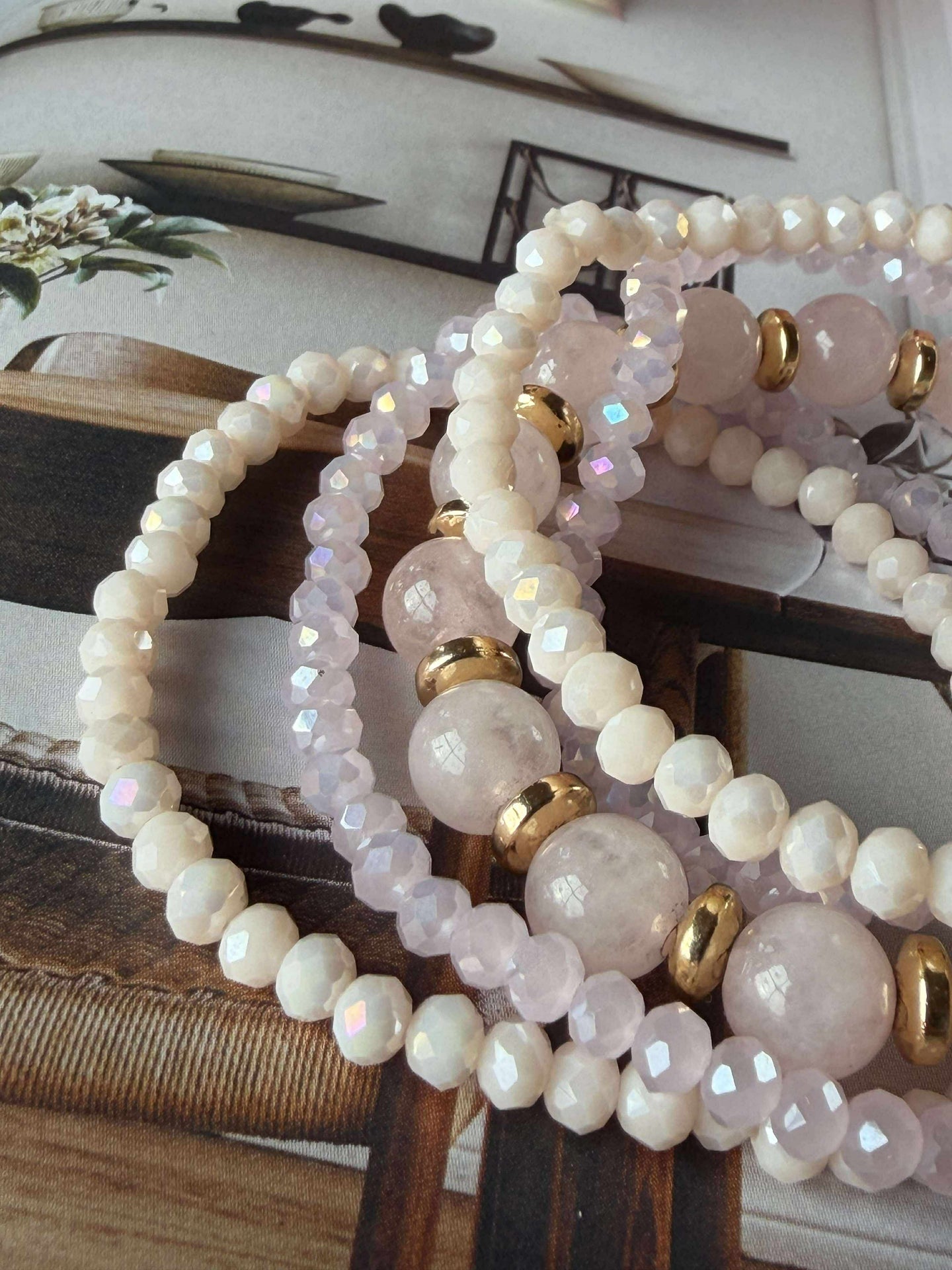 Armband MICHELLE Soft Rose / Mix - 5 st