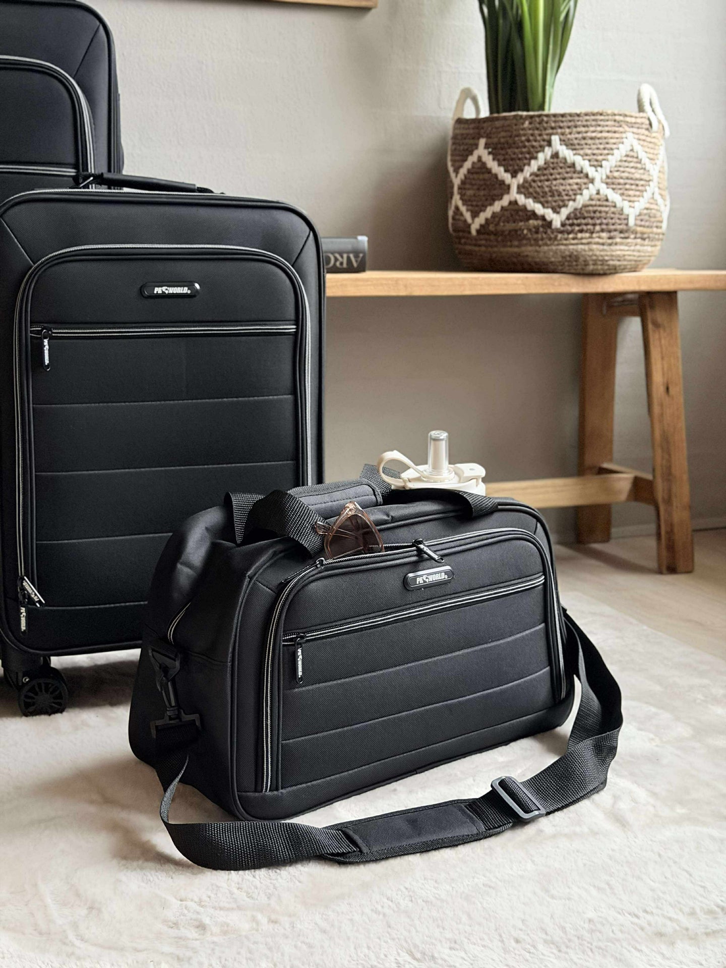 Kuffert-set med 3 kuffertar och väska för handbagage