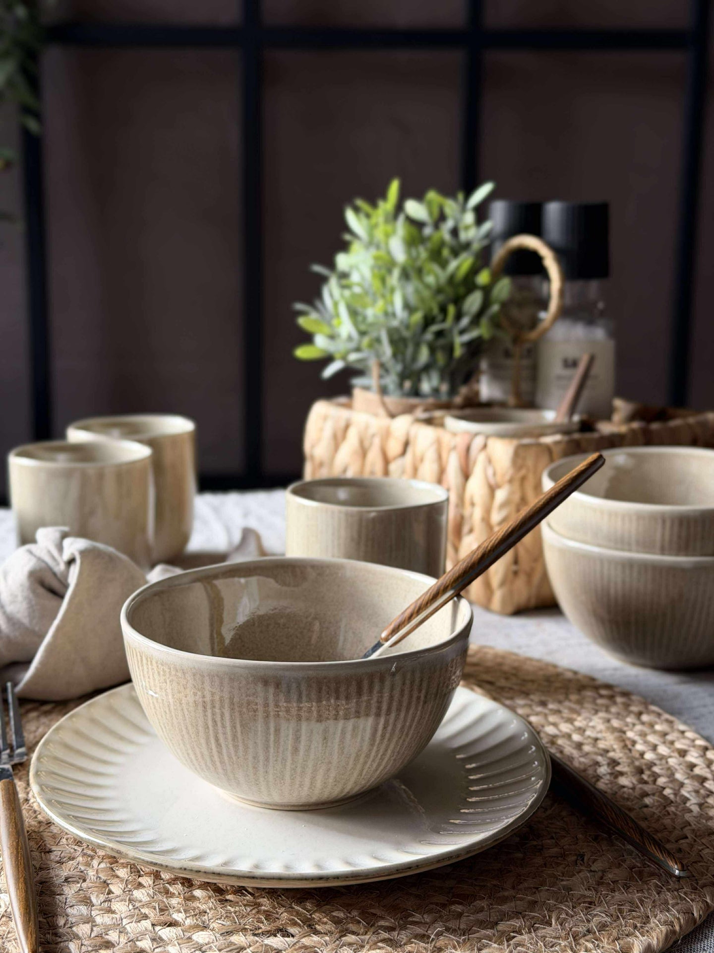 Skål Lydia keramik - Set med 4 st Beige