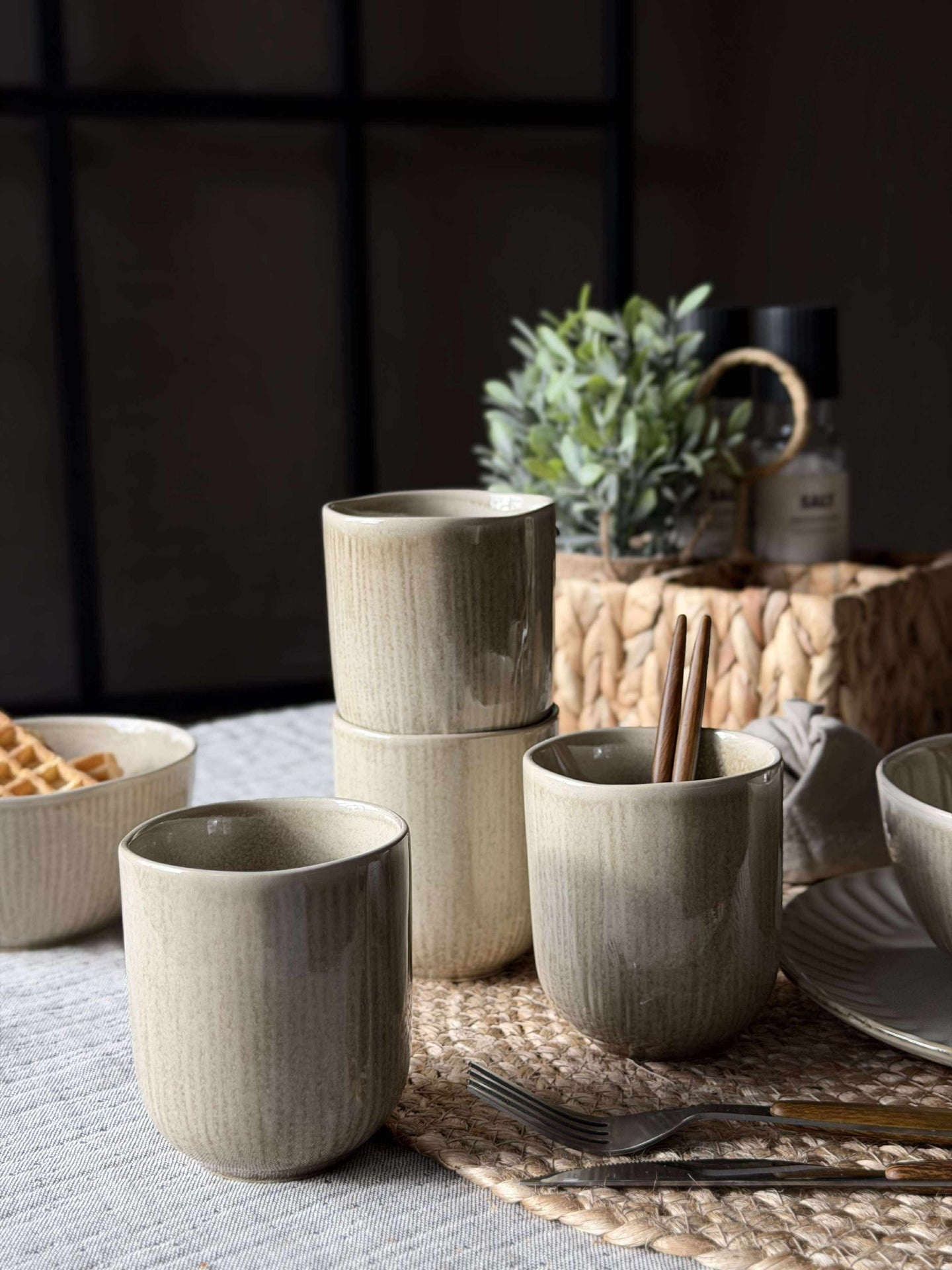 Mugg Lydia keramik - Set med 4 st Beige