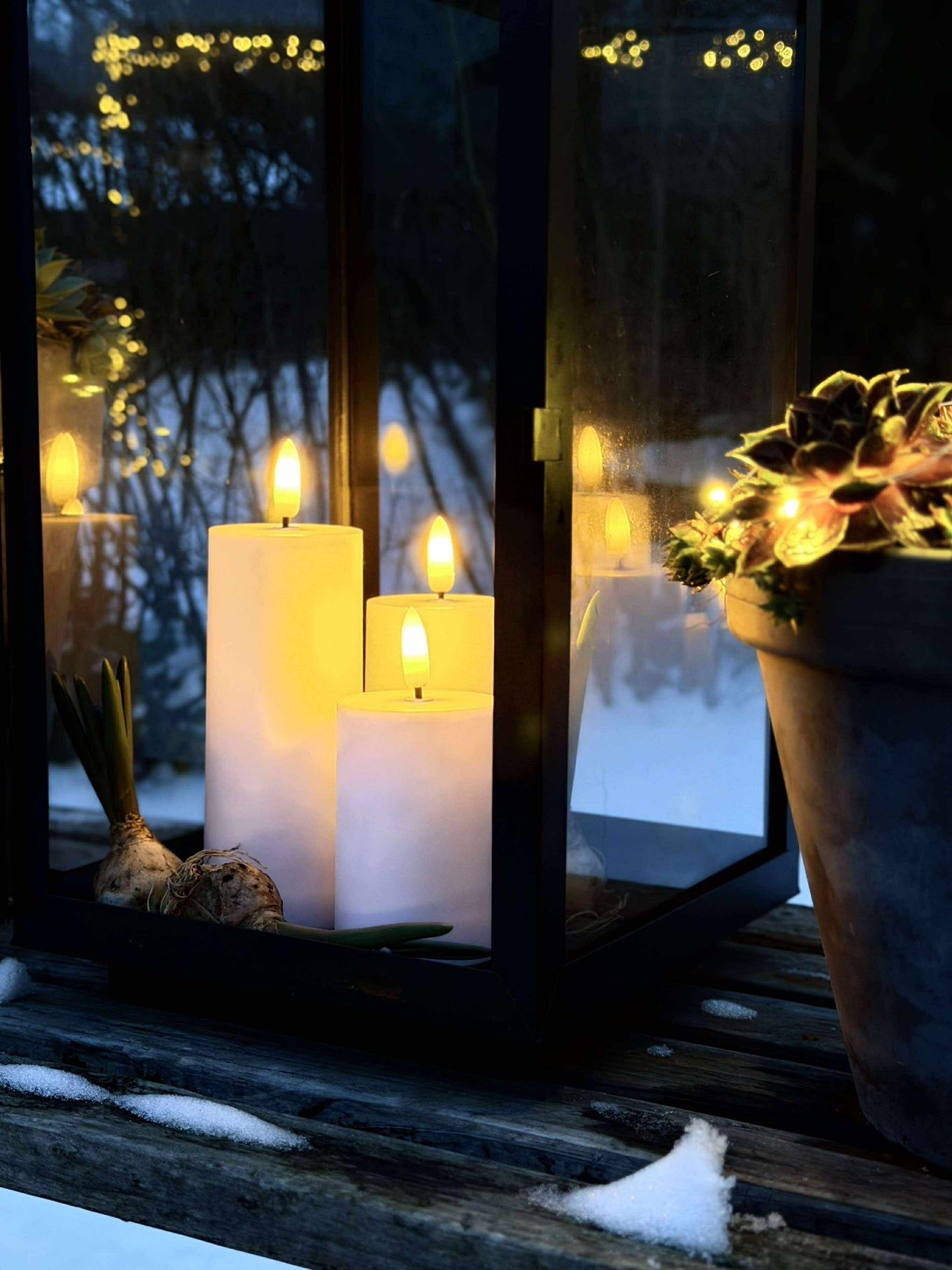 LED Utomhus Blockljus Set om 3 st - Vit