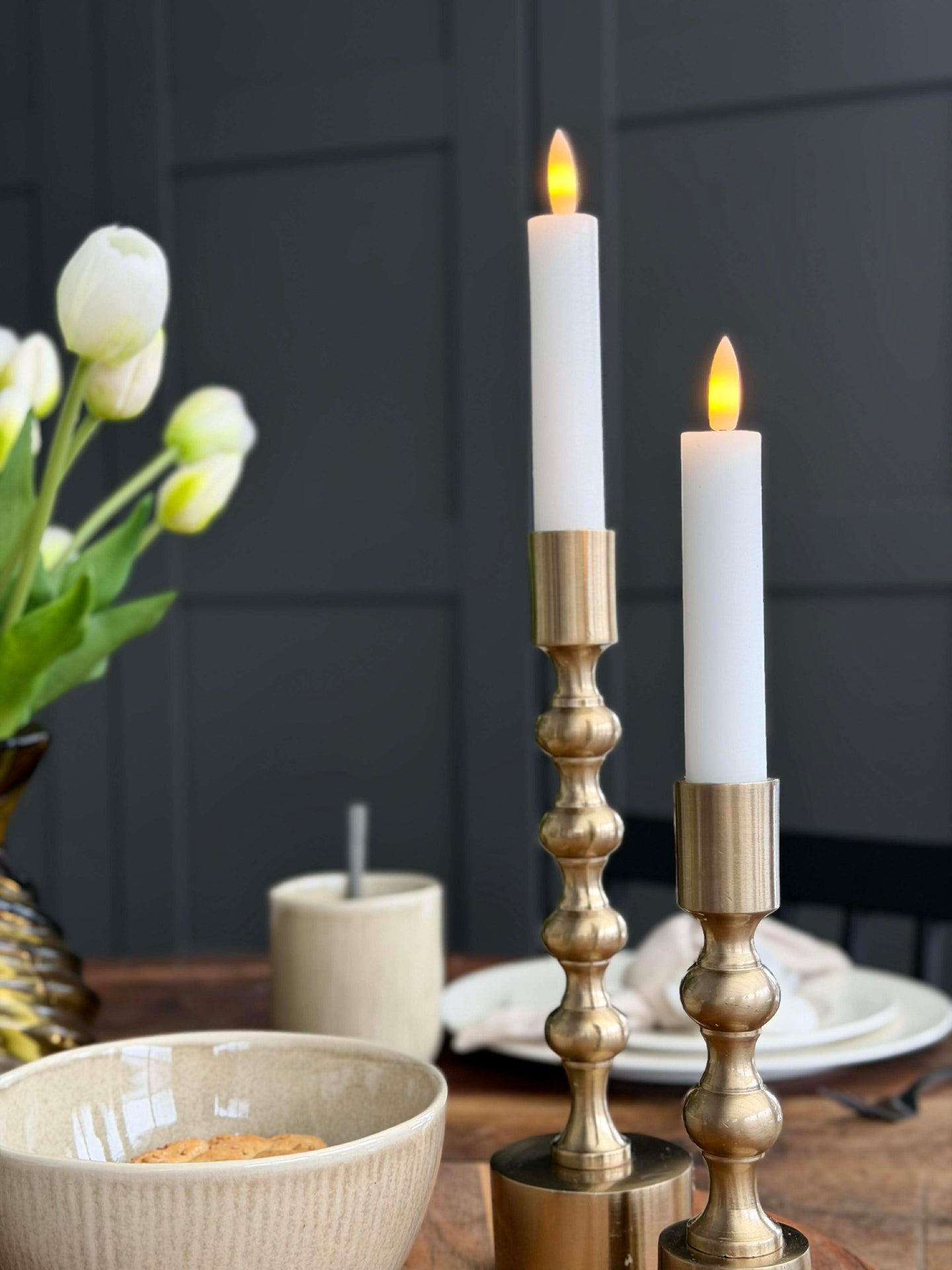 Vita Stearinljus 2 st. - Flera storlekar