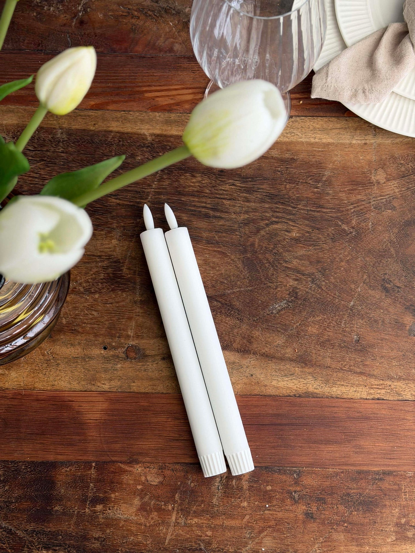 Vita Stearinljus 2 st. - Flera storlekar