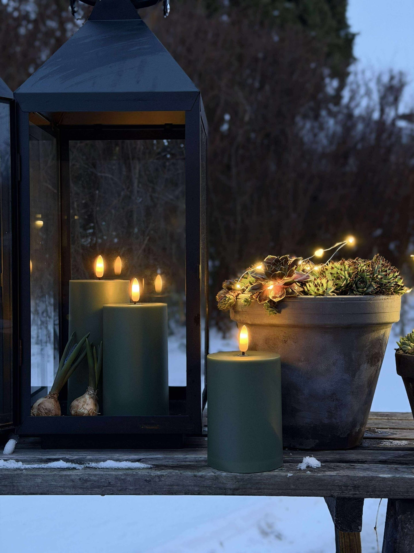 LED Utomhus Blockljus - Set om 3 st - Grön