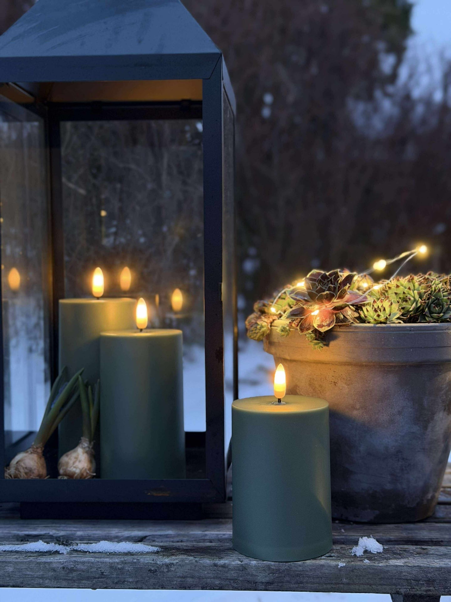LED Utomhus Blockljus - Set om 3 st - Grön