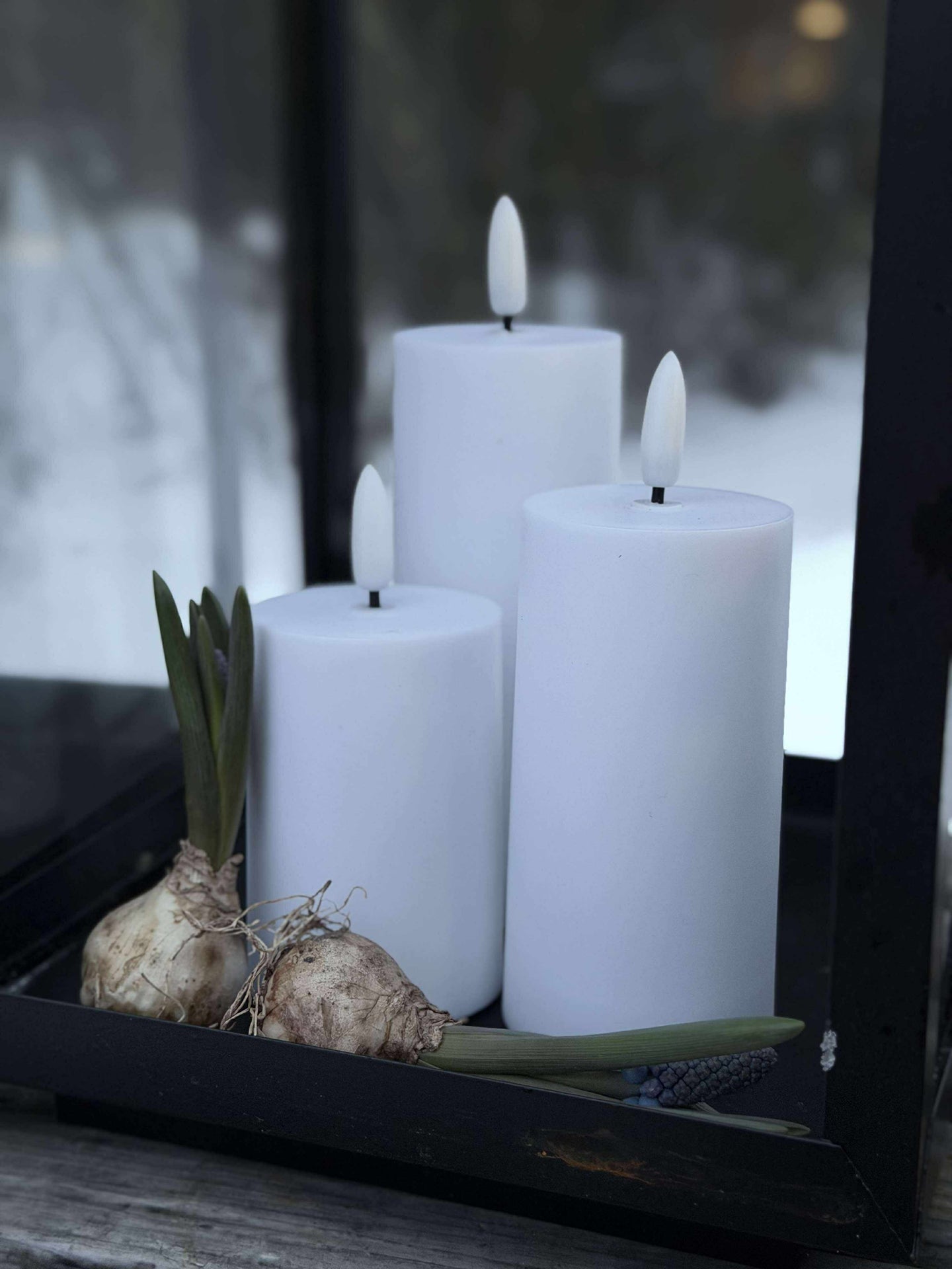 LED Utomhus Blockljus Set om 3 st - Vit