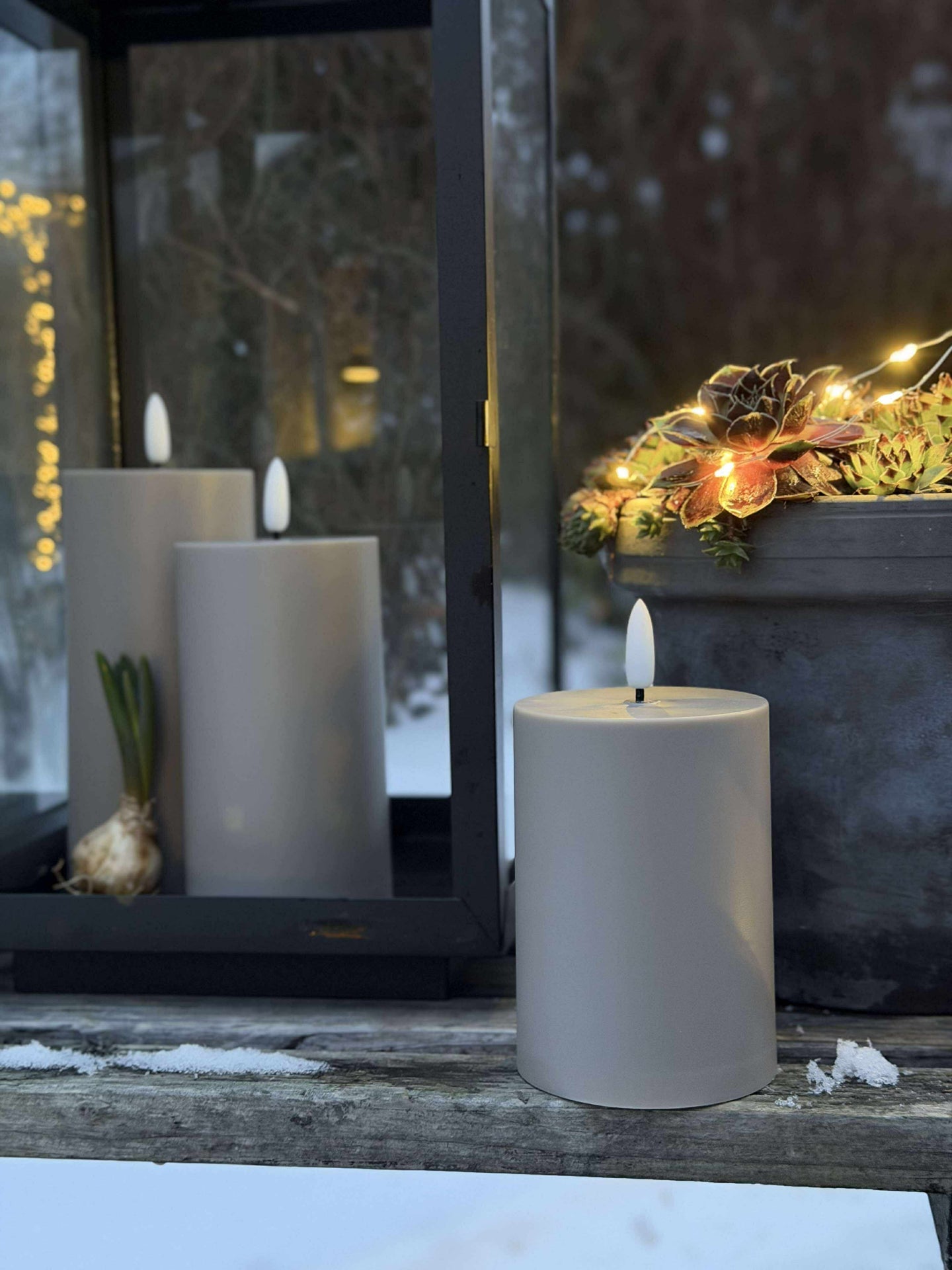 LED Utomhus Blockljus set om 3 st – Sand