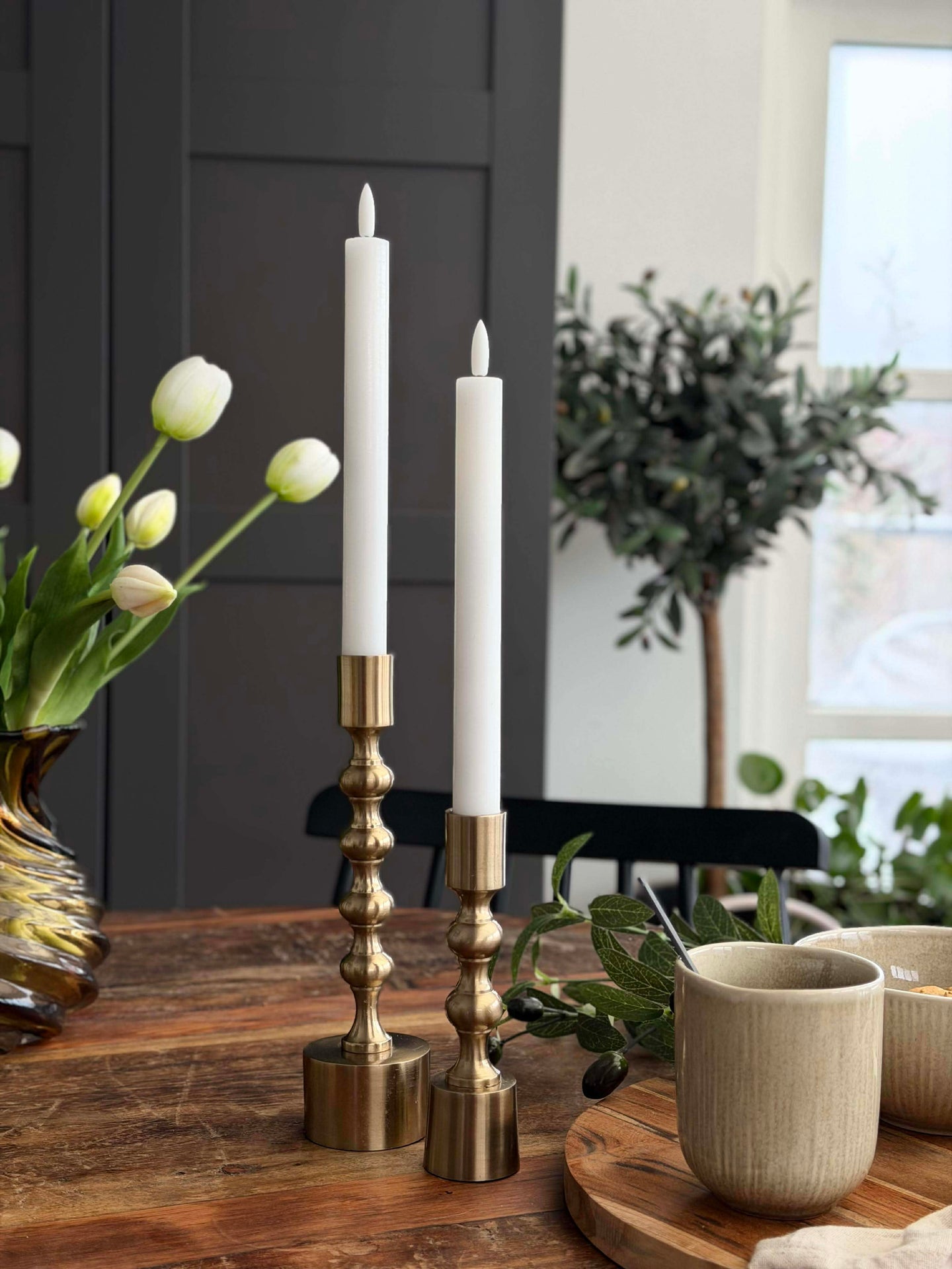 Vita Stearinljus 2 st. - Flera storlekar