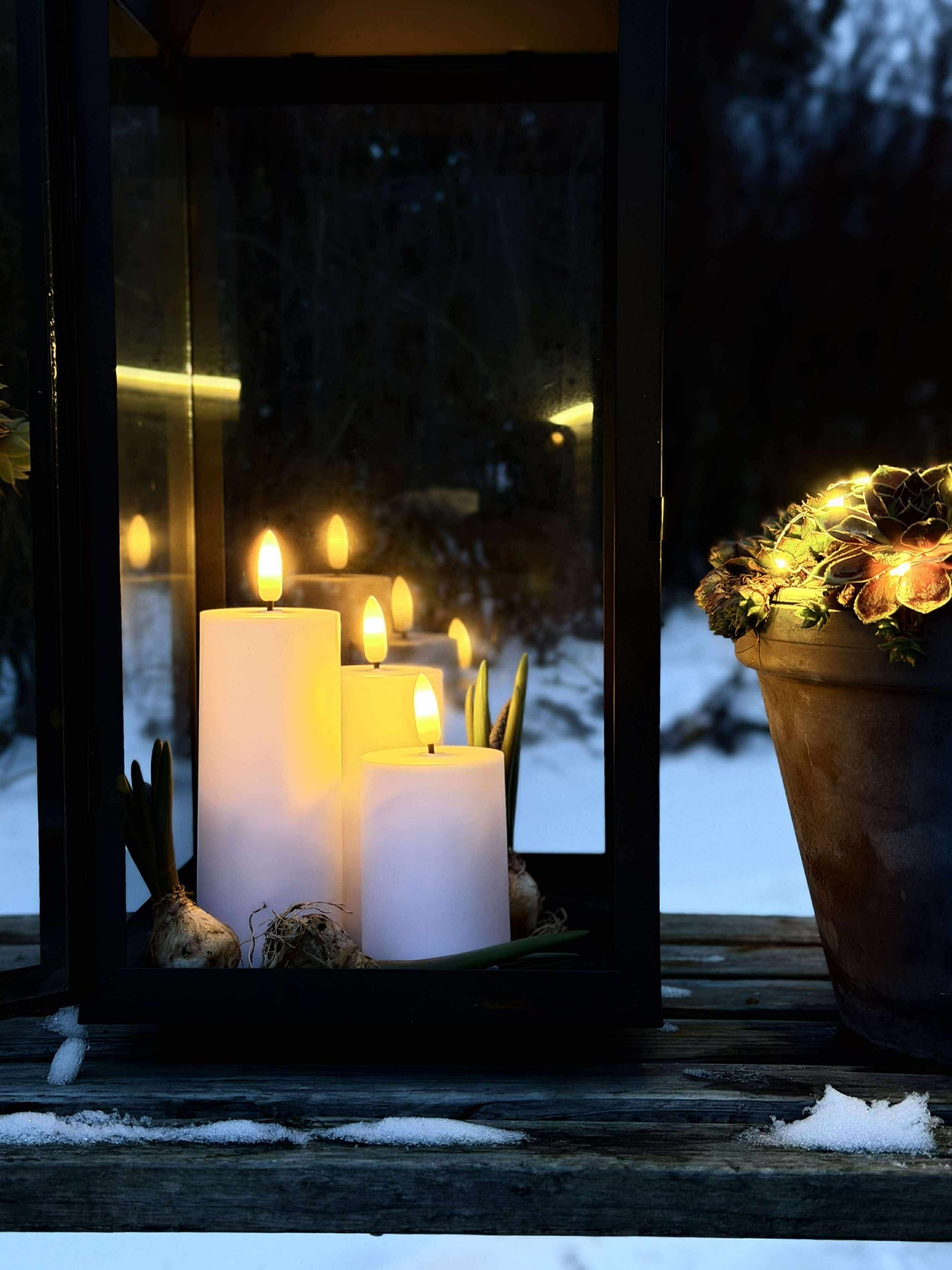 LED Utomhus Blockljus Set om 3 st - Vit