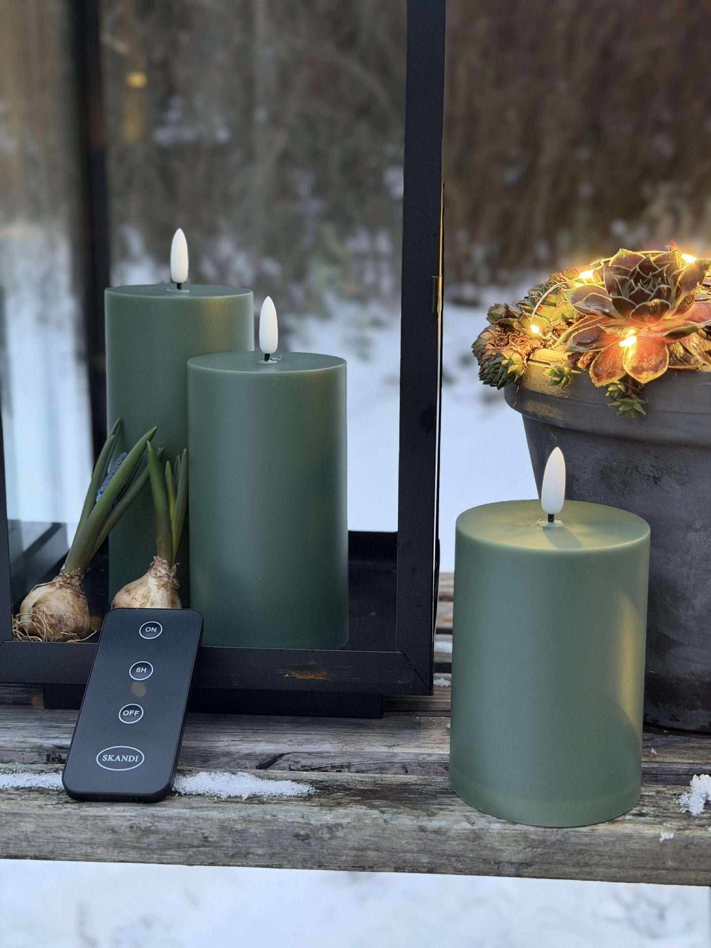 LED Utomhus Blockljus - Set om 3 st - Grön