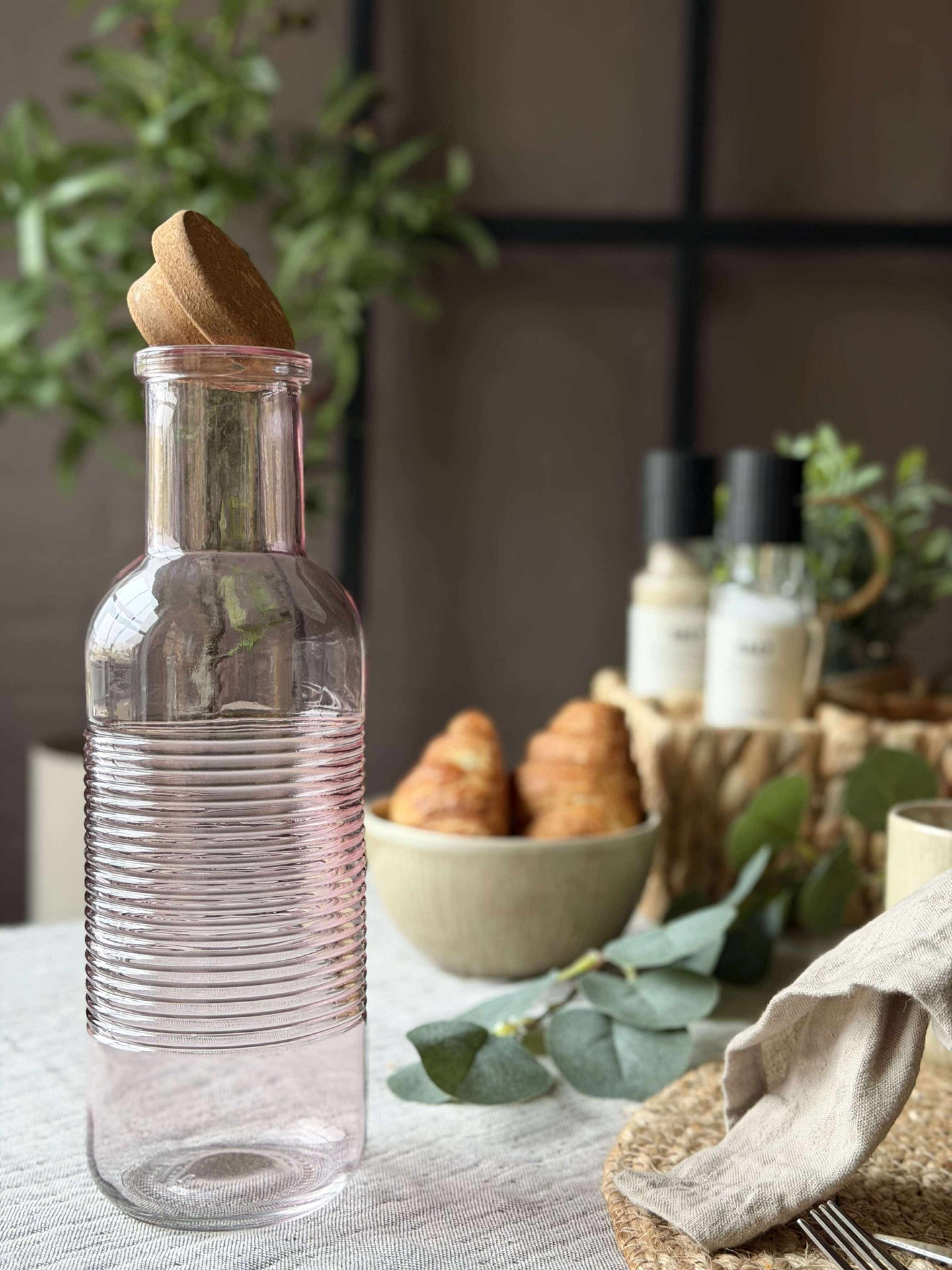 Vattenflaska med korkpropp – Rosa 1 l
