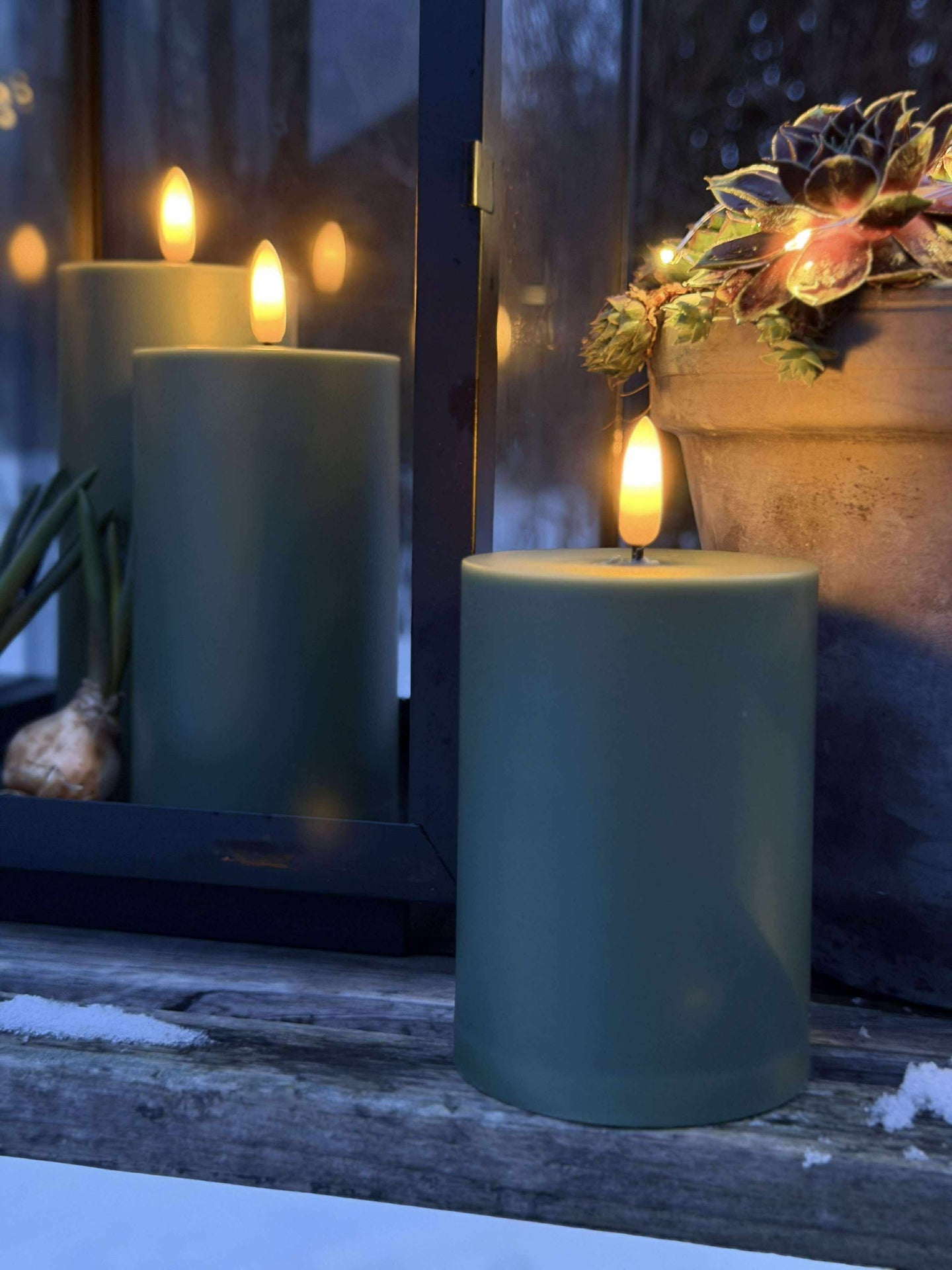 LED Utomhus Blockljus - Set om 3 st - Grön
