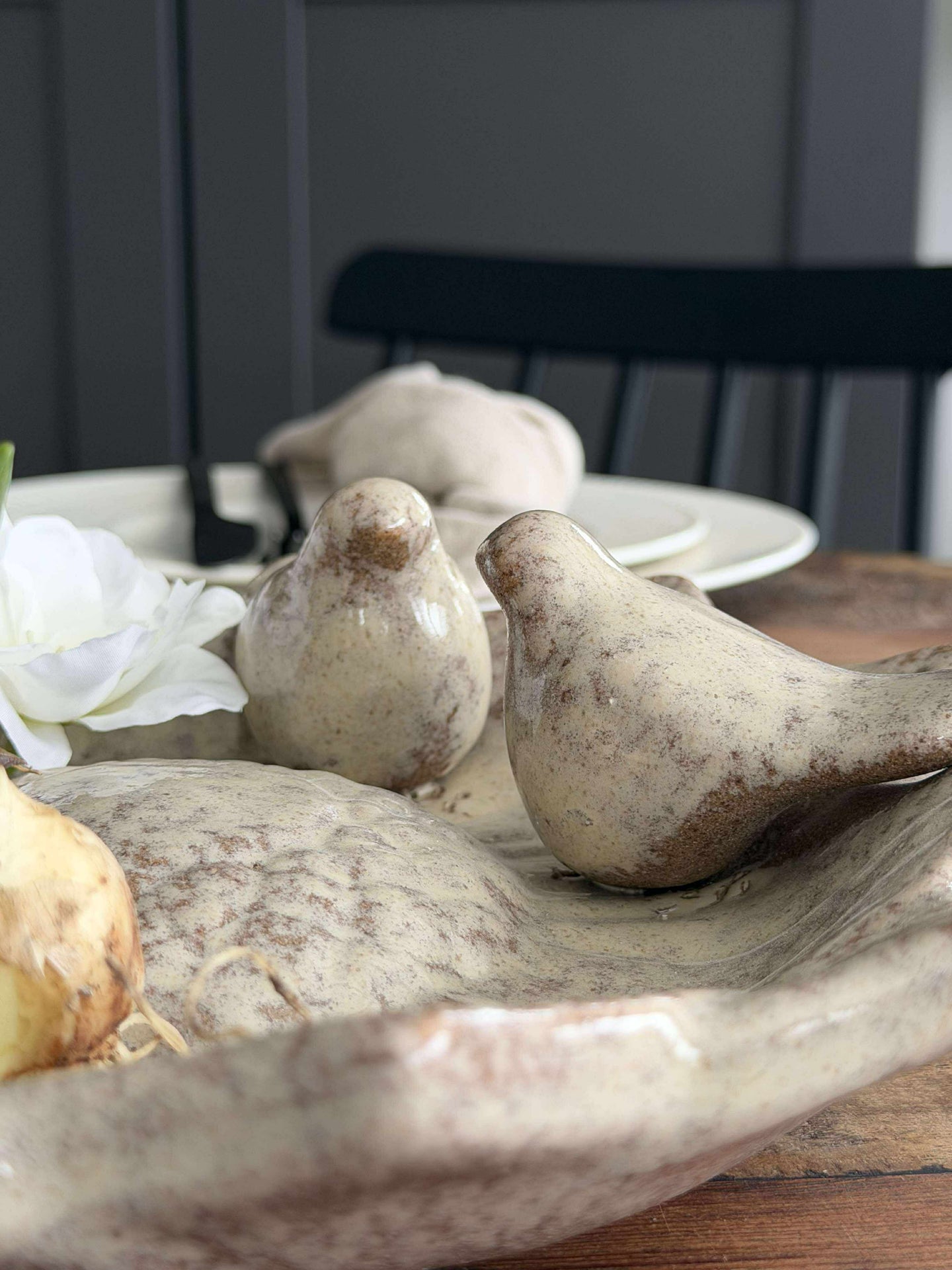 Fat med fåglar – Beige