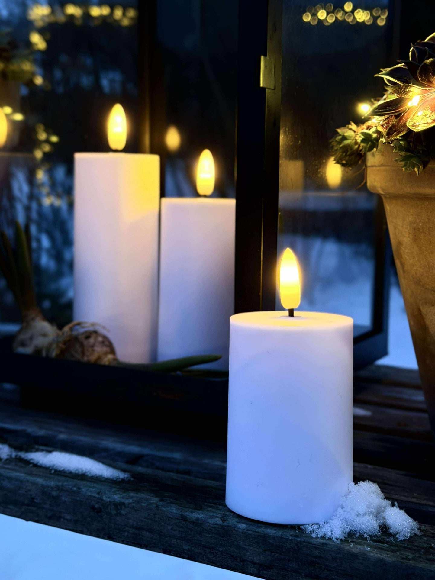 LED Utomhus Blockljus Set om 3 st - Vit