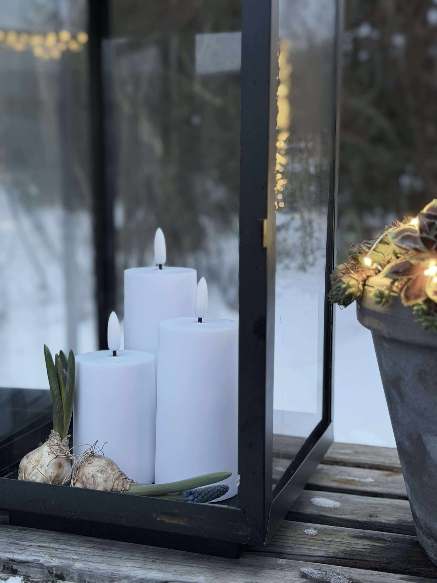 LED Utomhus Blockljus Set om 3 st - Vit
