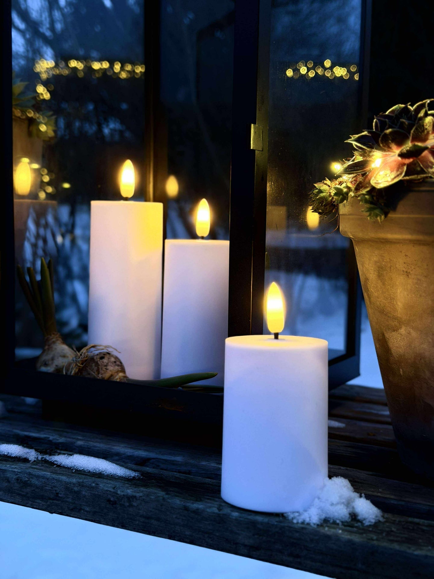 LED Utomhus Blockljus Set om 3 st - Vit