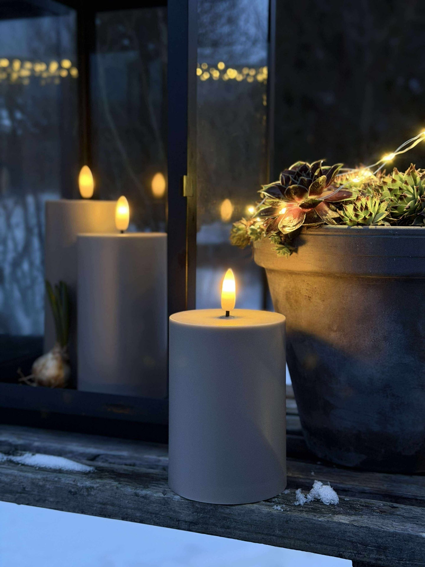 LED Utomhus Blockljus set om 3 st – Sand
