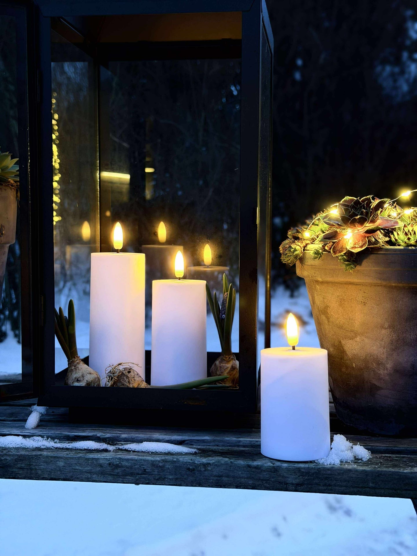 LED Utomhus Blockljus Set om 3 st - Vit
