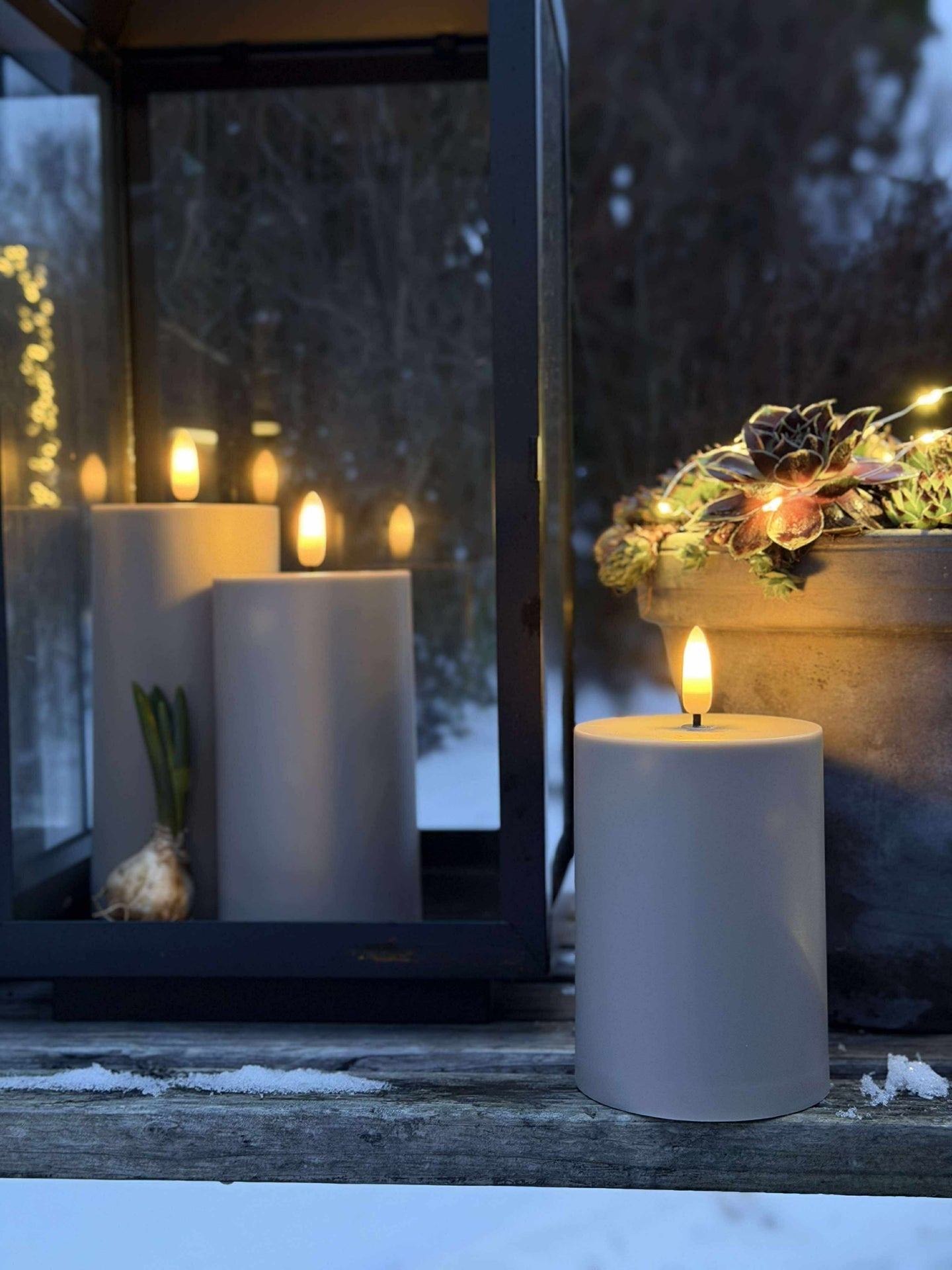 LED Utomhus Blockljus set om 3 st – Sand
