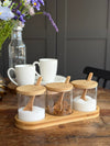 Brickset med bricka, 3 glas och skedar