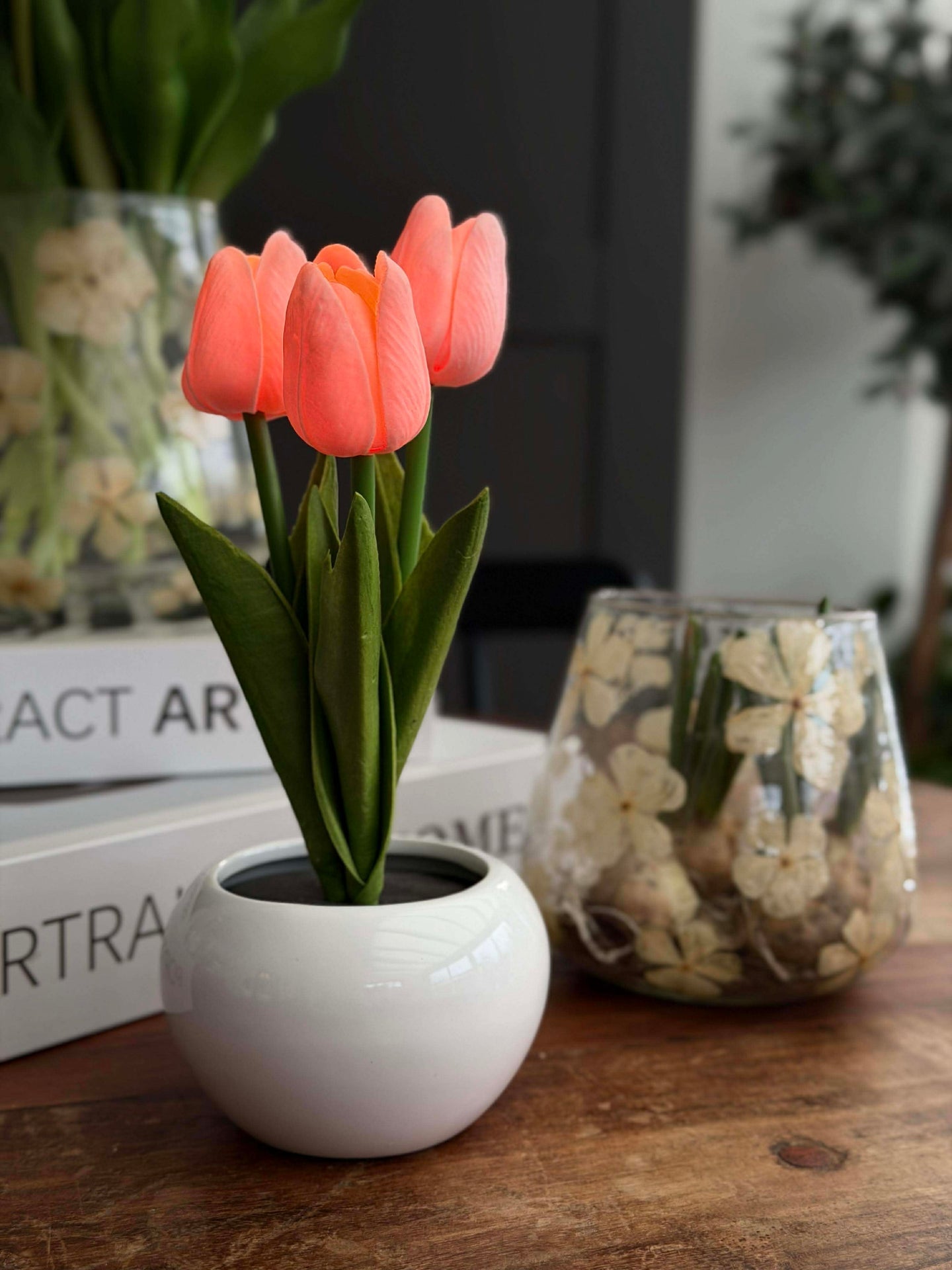 Tulpaner med ljus - Rosa