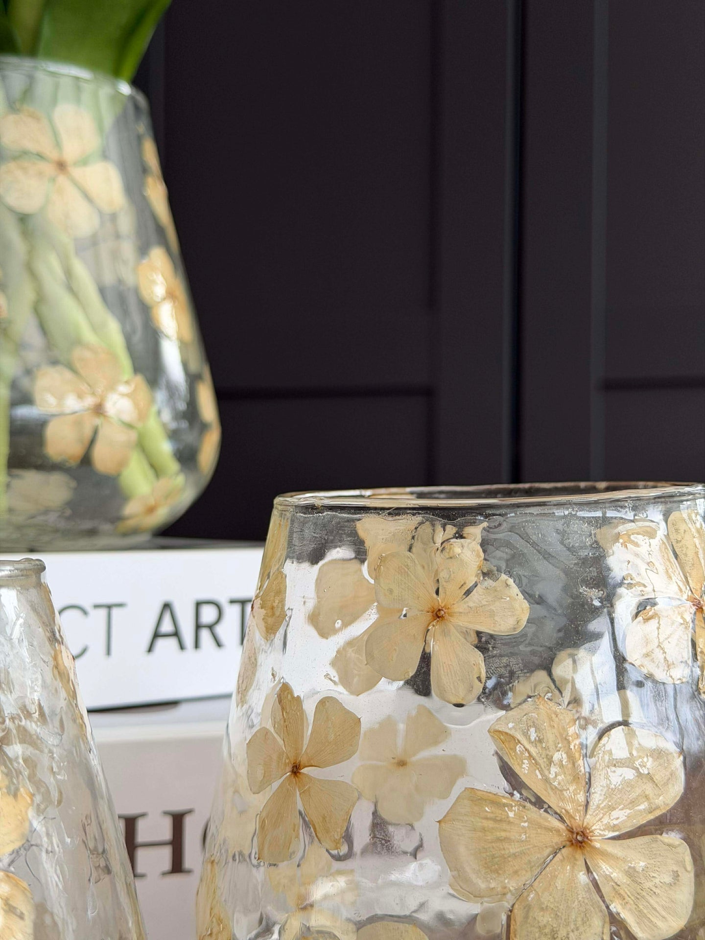 Ljusstake - Glas med blommor - flera storlekar