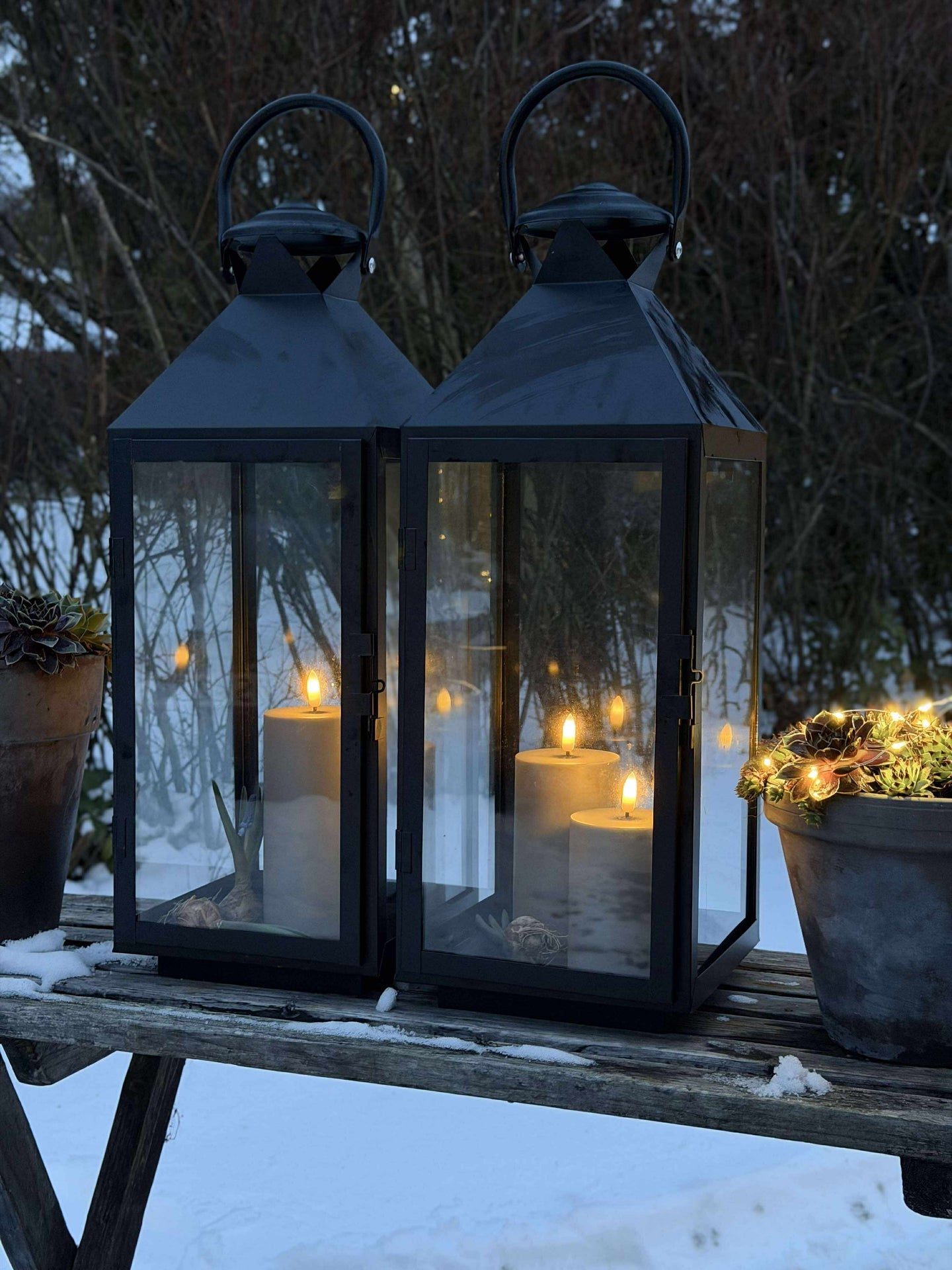 LED Utomhus Blockljus set om 3 st – Sand