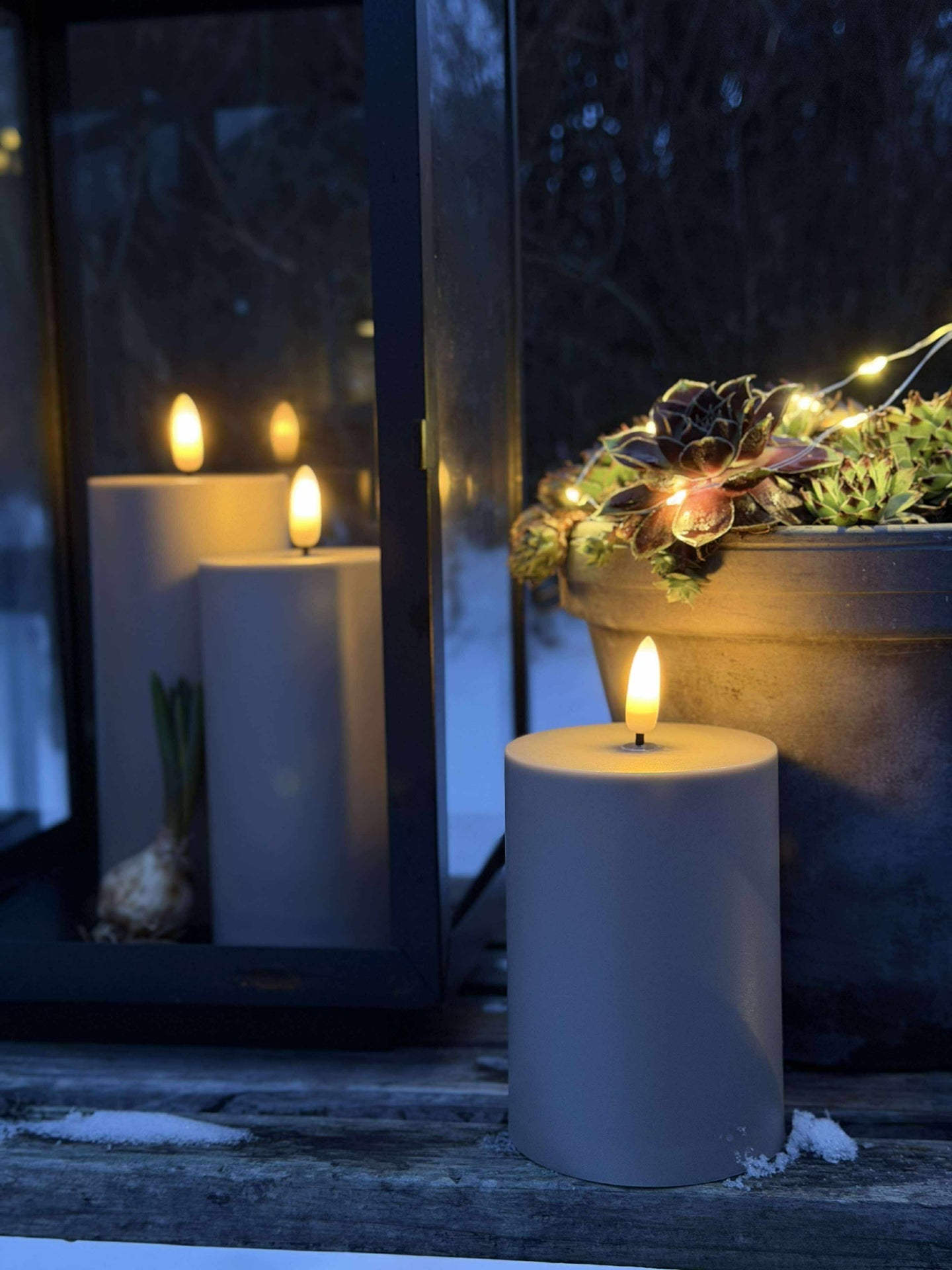 LED Utomhus Blockljus set om 3 st – Sand