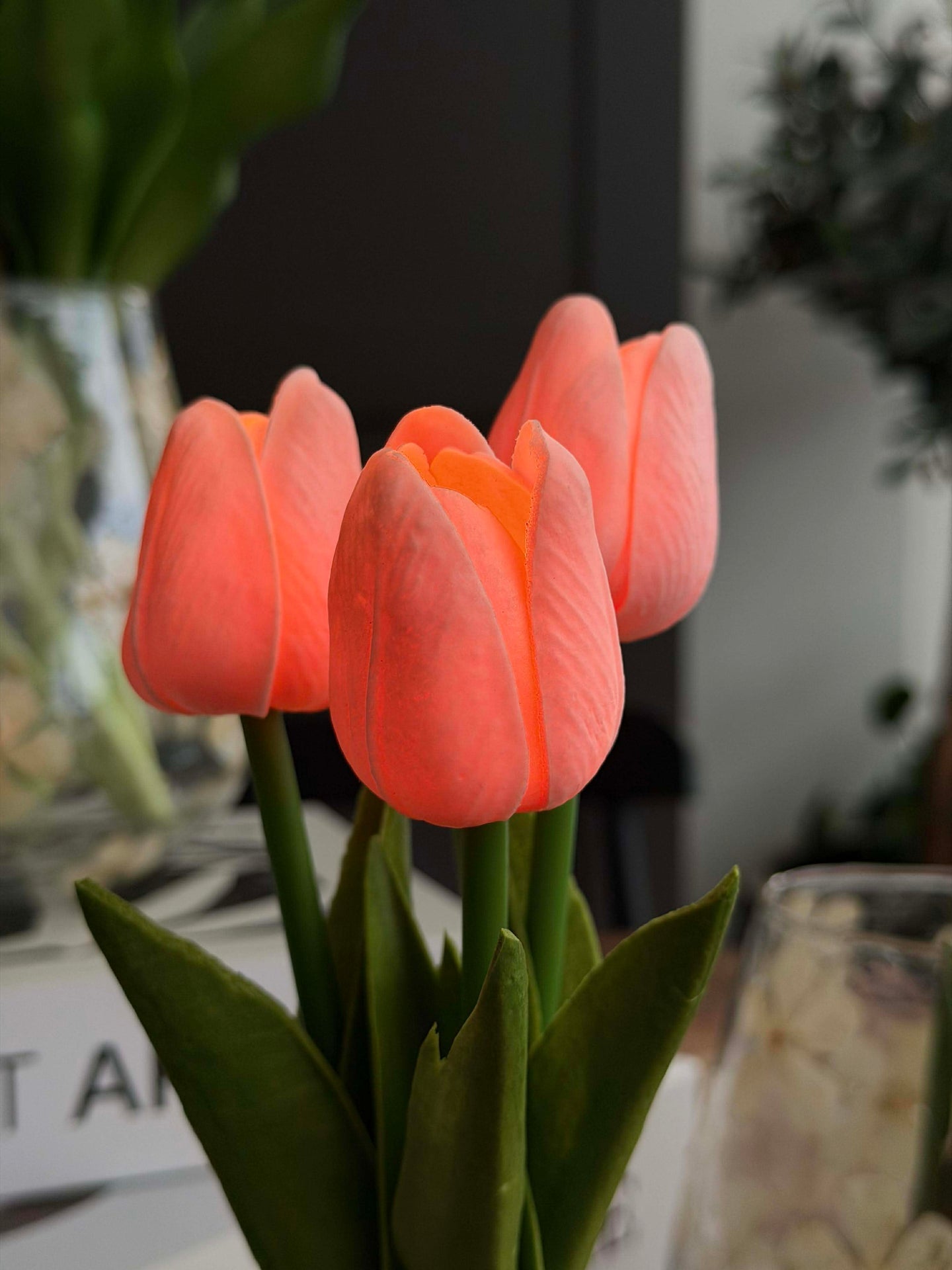 Tulpaner med ljus - Rosa