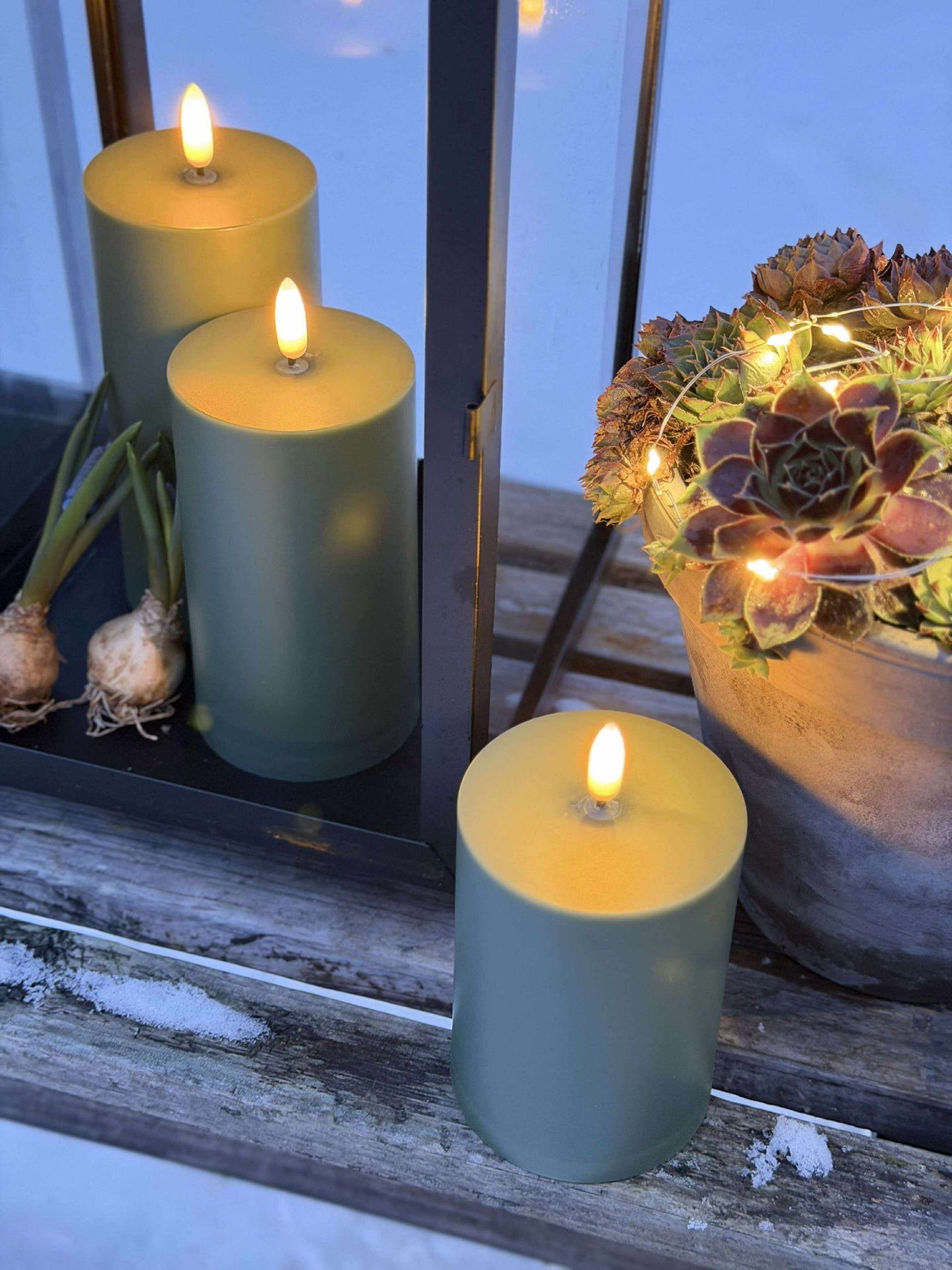 LED Utomhus Blockljus - Set om 3 st - Grön