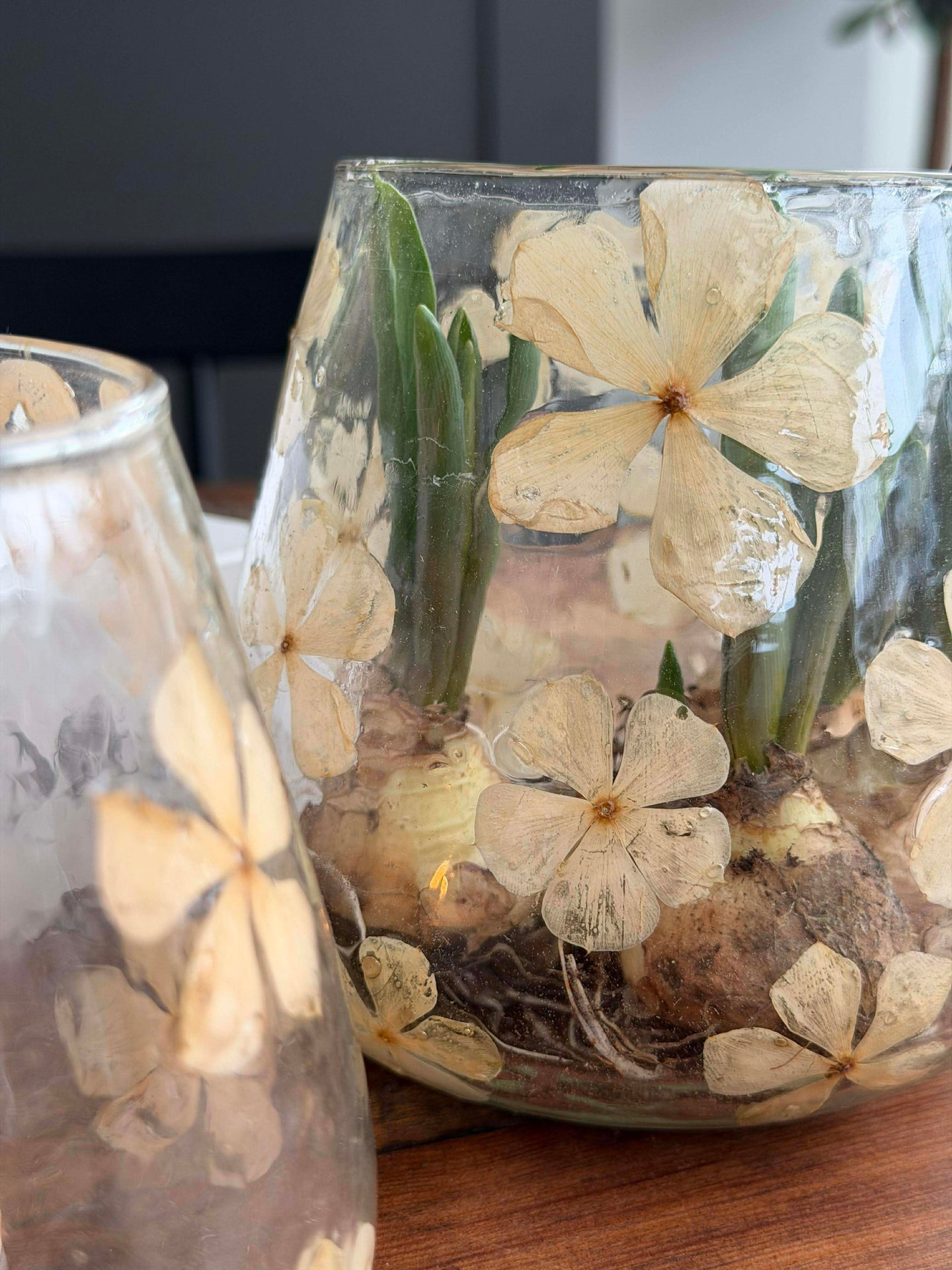 Ljusstake - Glas med blommor - flera storlekar