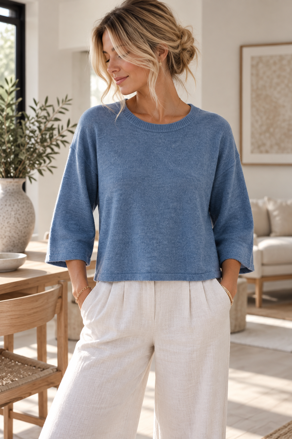 Tröja med 3/4-ärmar - Jeans