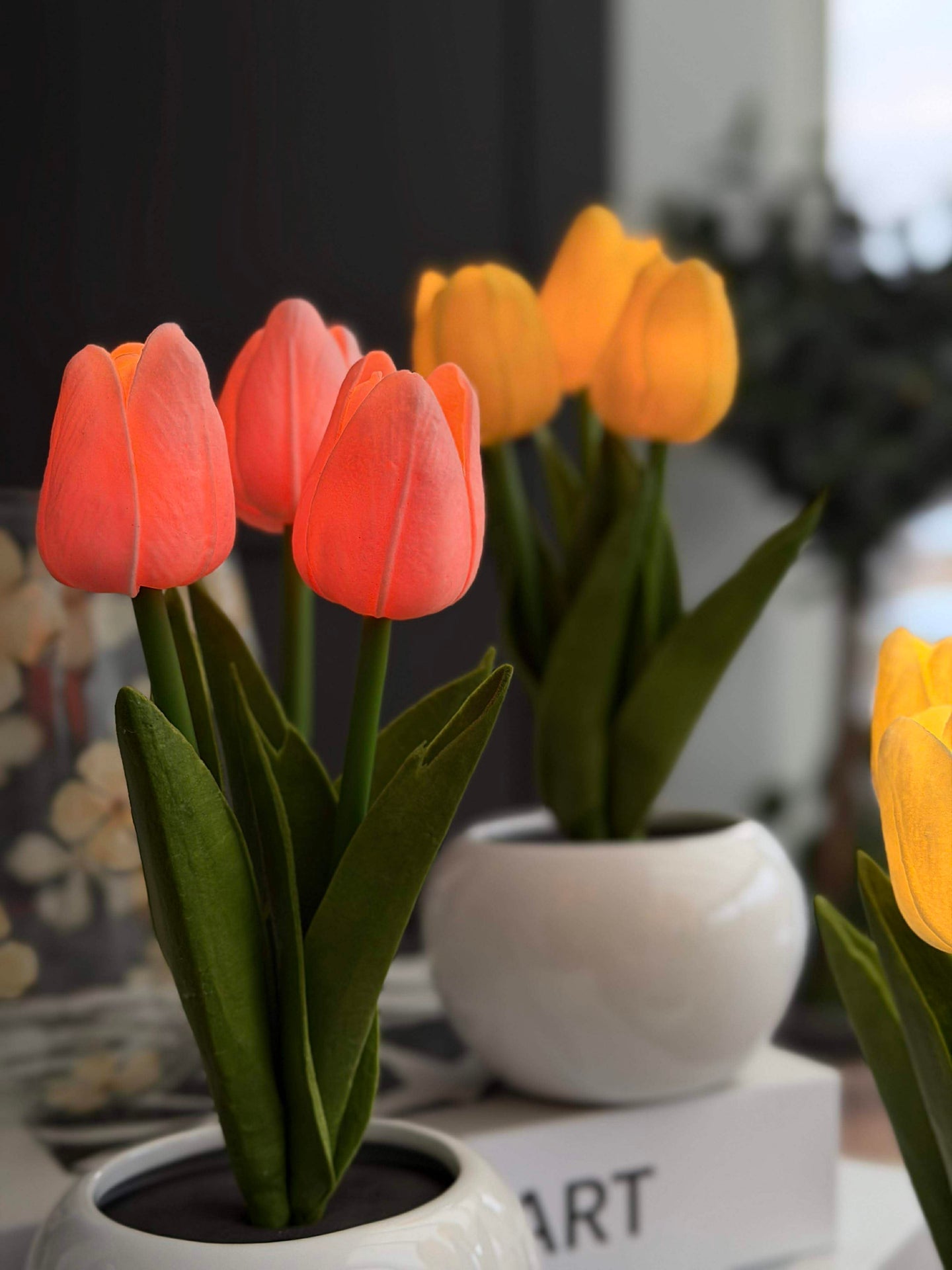 Tulpaner med ljus - Rosa