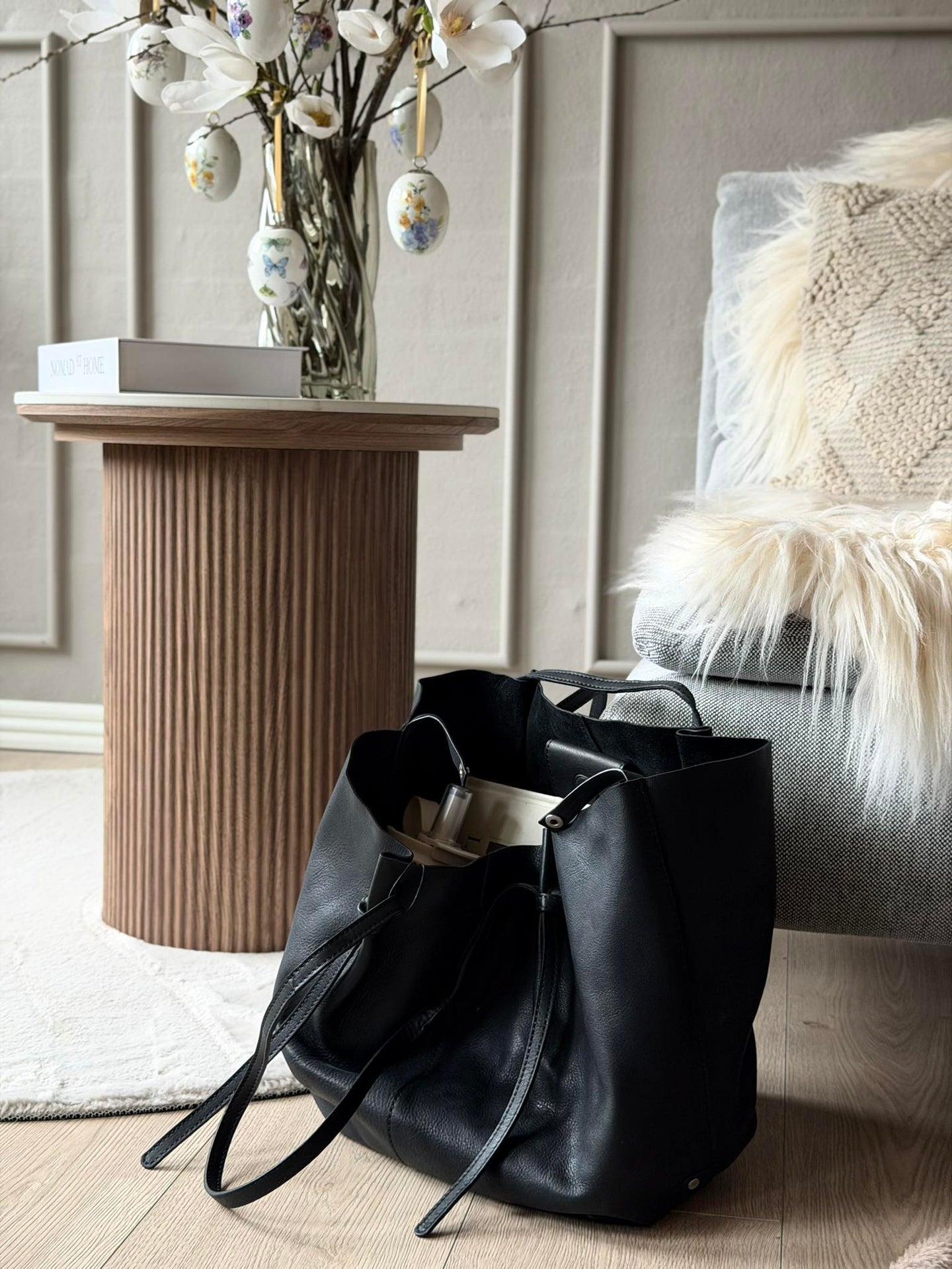 Shopper i mjukt läder - Svart