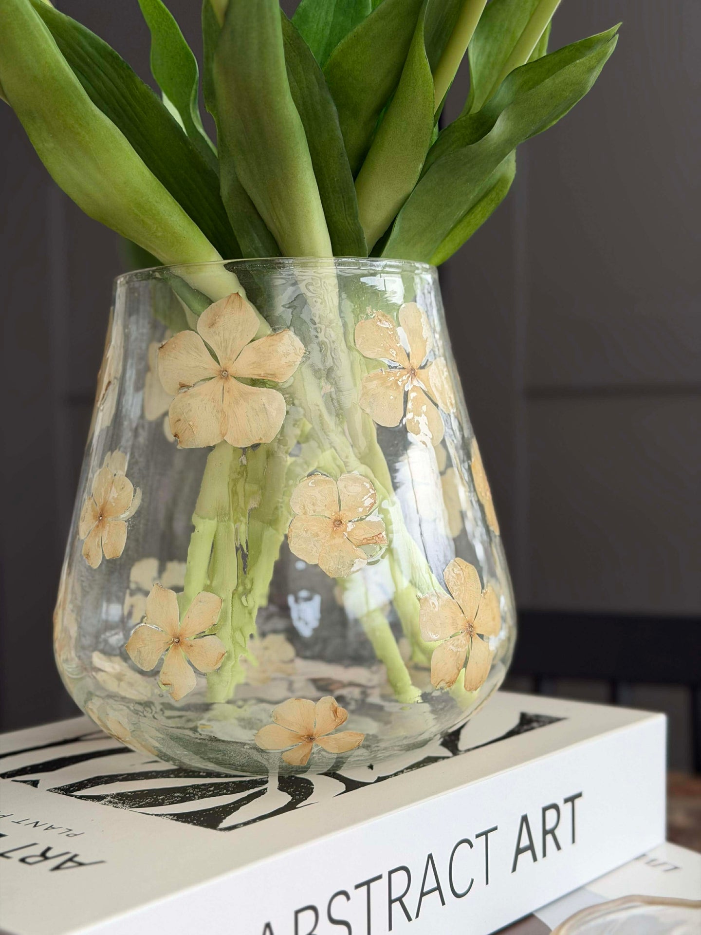 Ljusstake - Glas med blommor - flera storlekar