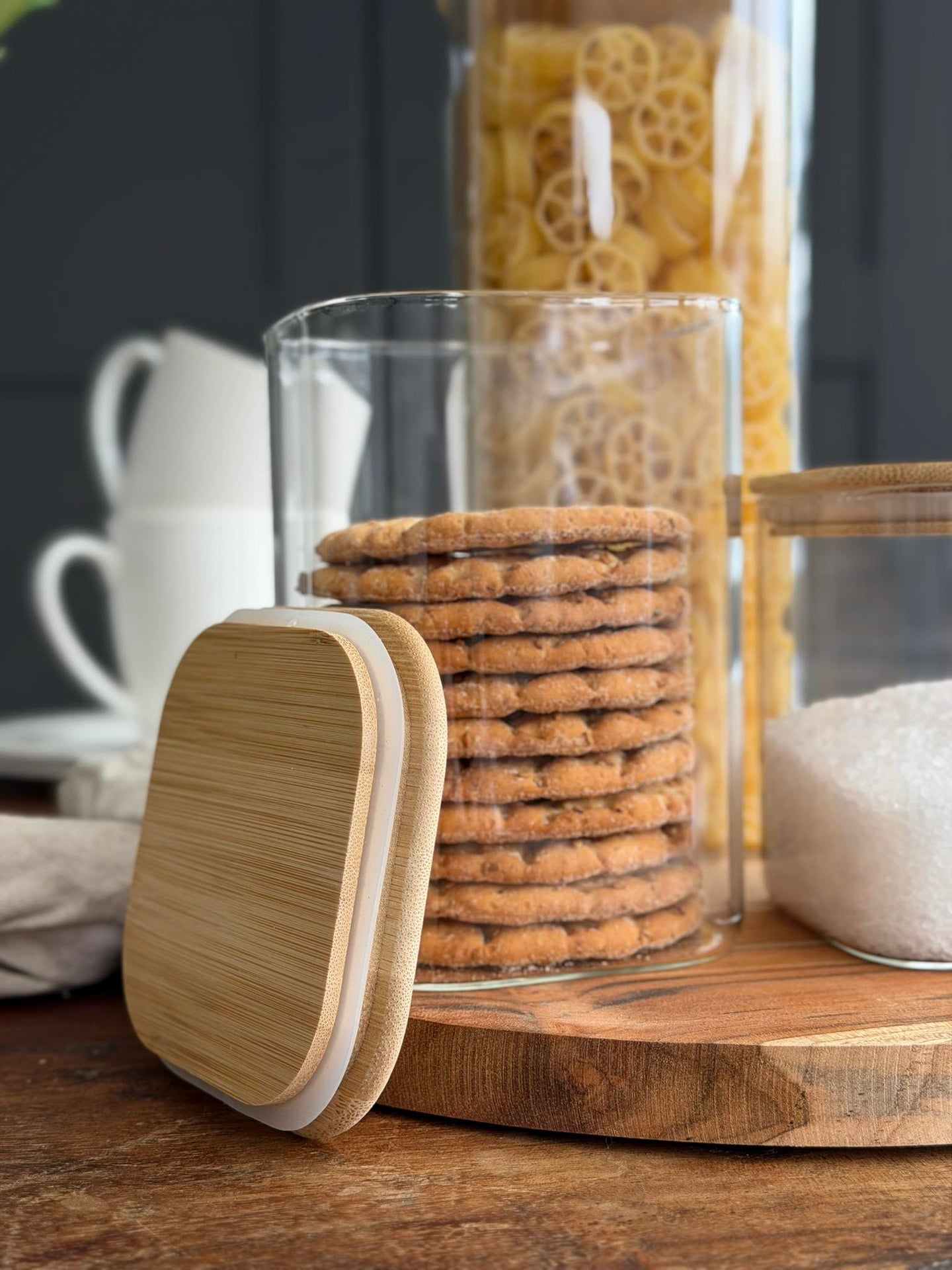 Förvaringsglas med bambulock - Set om 3 st.