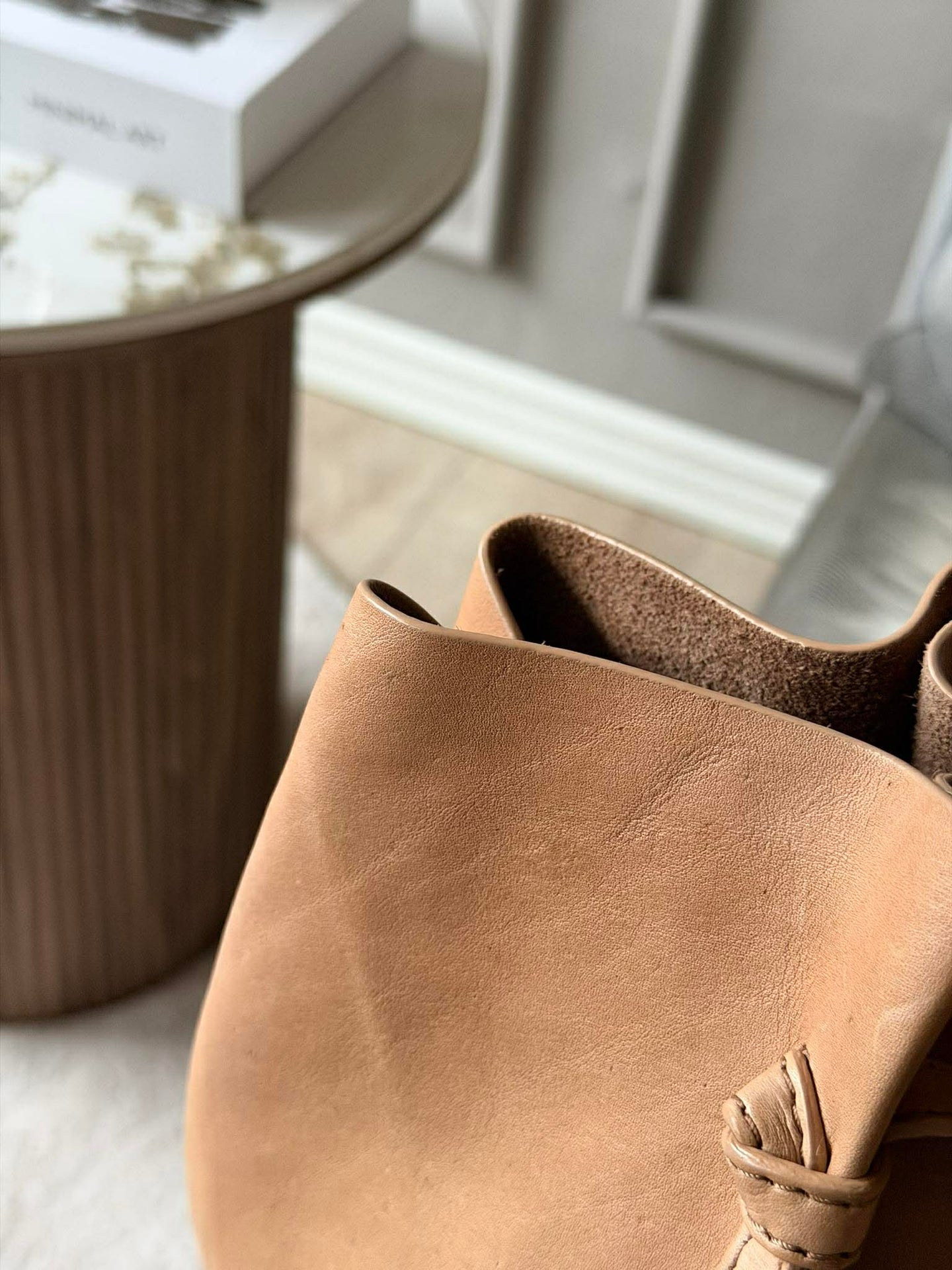 Shopper i mjukt läder - Sand