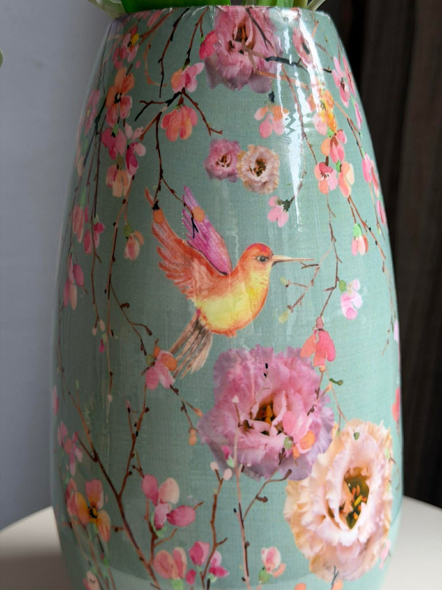 Vase Flower print 25 cm - Grön