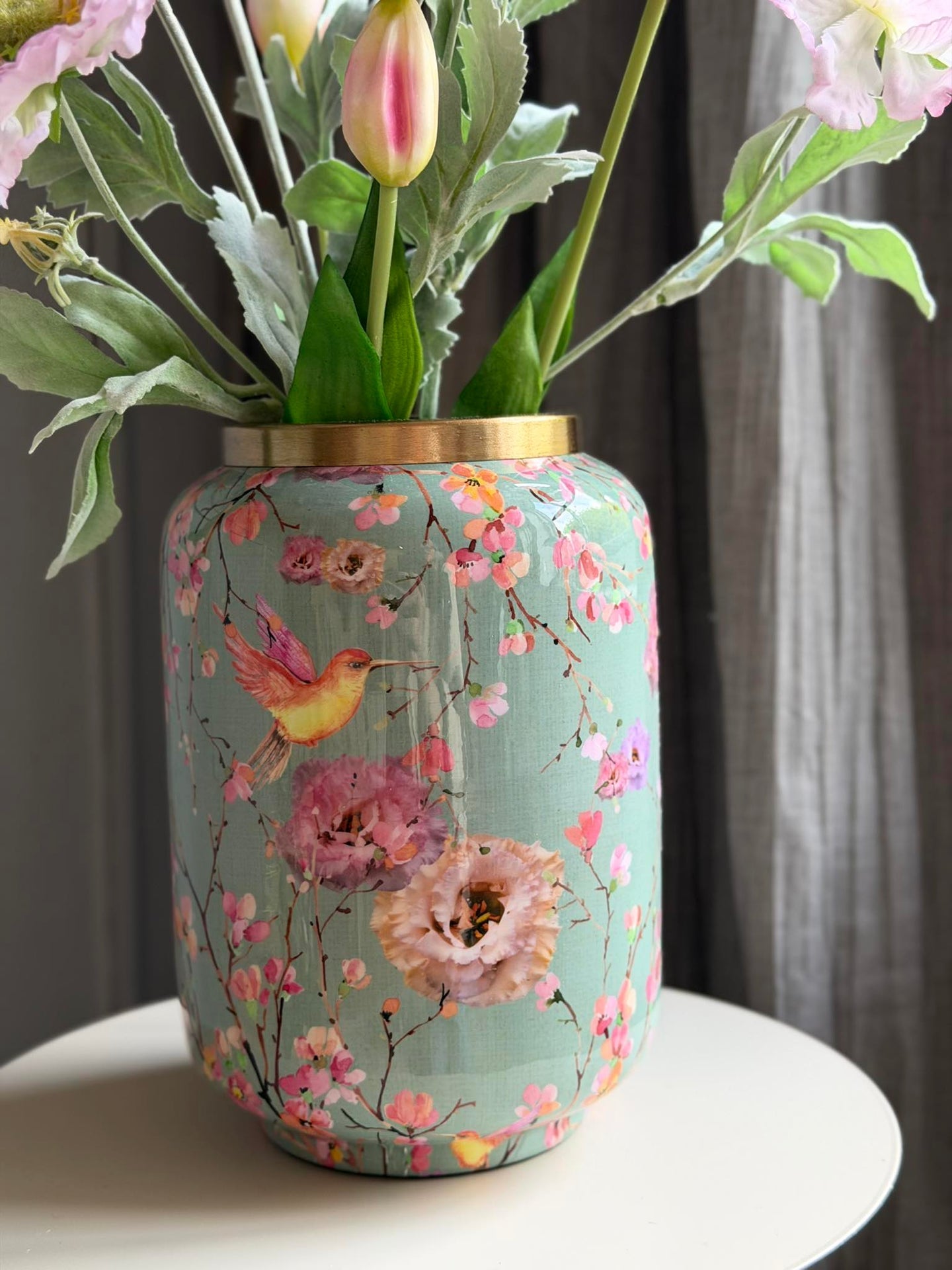 Vase Flower print  - Grön